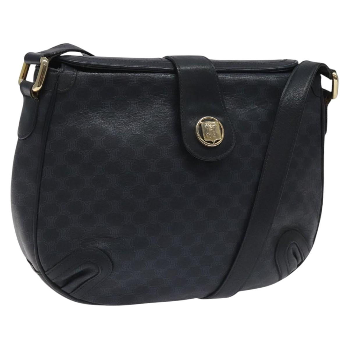 Celine CELINE Macadam Canvas Shoulder Bag Leather Navy Gold Size ONE SIZE - 1 Thumbnail