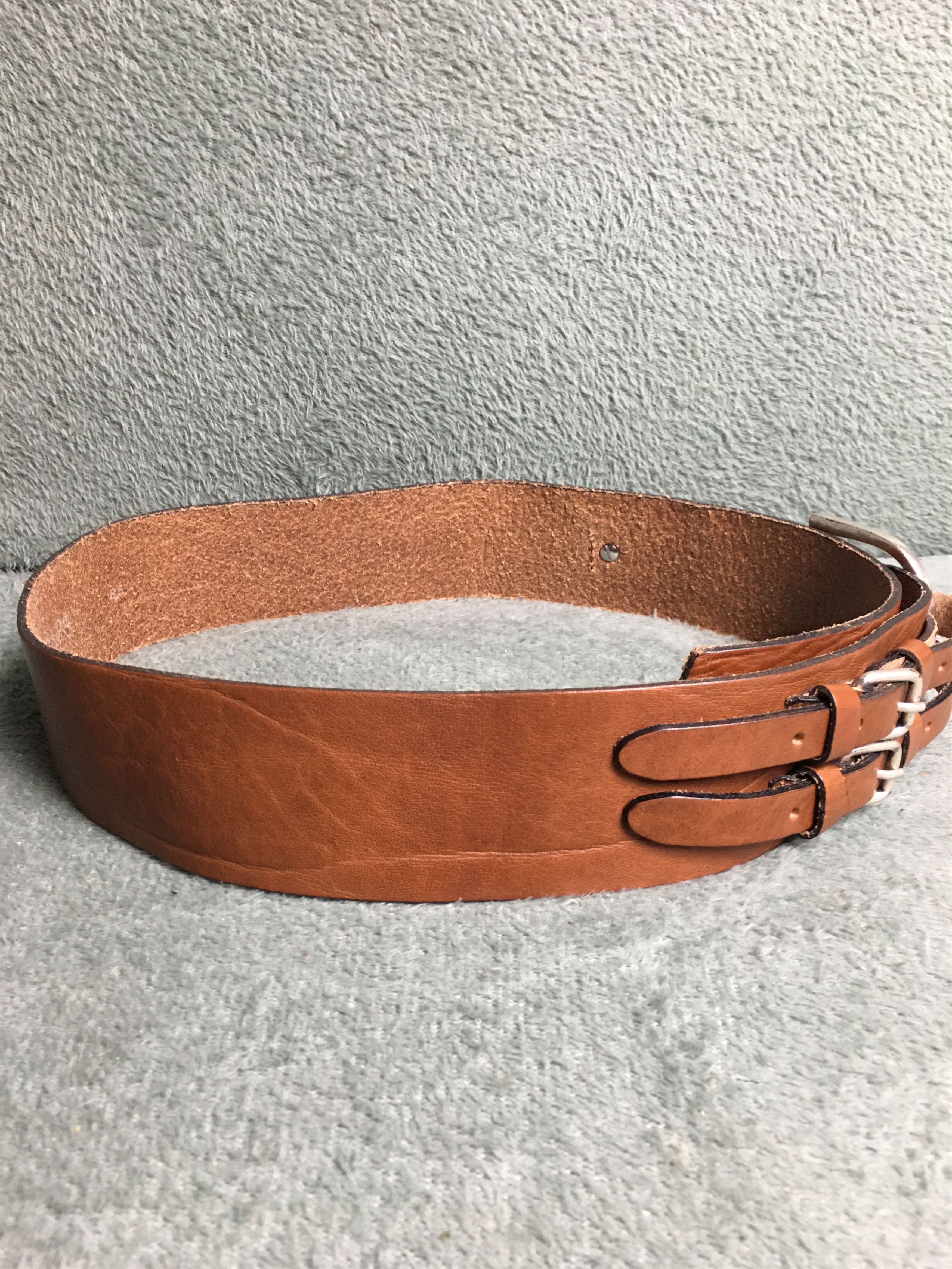 Leather SCAPA Italy Wide Leather Belt Horsebit Buckle Size 85 Size ONE SIZE - 5 Thumbnail