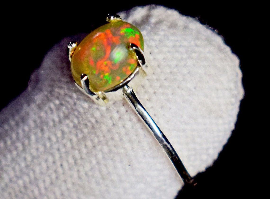 Handmade Ethiopian Opal Ring: Handmade 925K Silver, Multi-Fire Size ONE SIZE - 5 Thumbnail