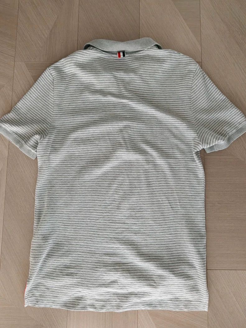 Thom Browne Thom Browne Gray striped polo Size US L / EU 52-54 / 3 - 2 Thumbnail