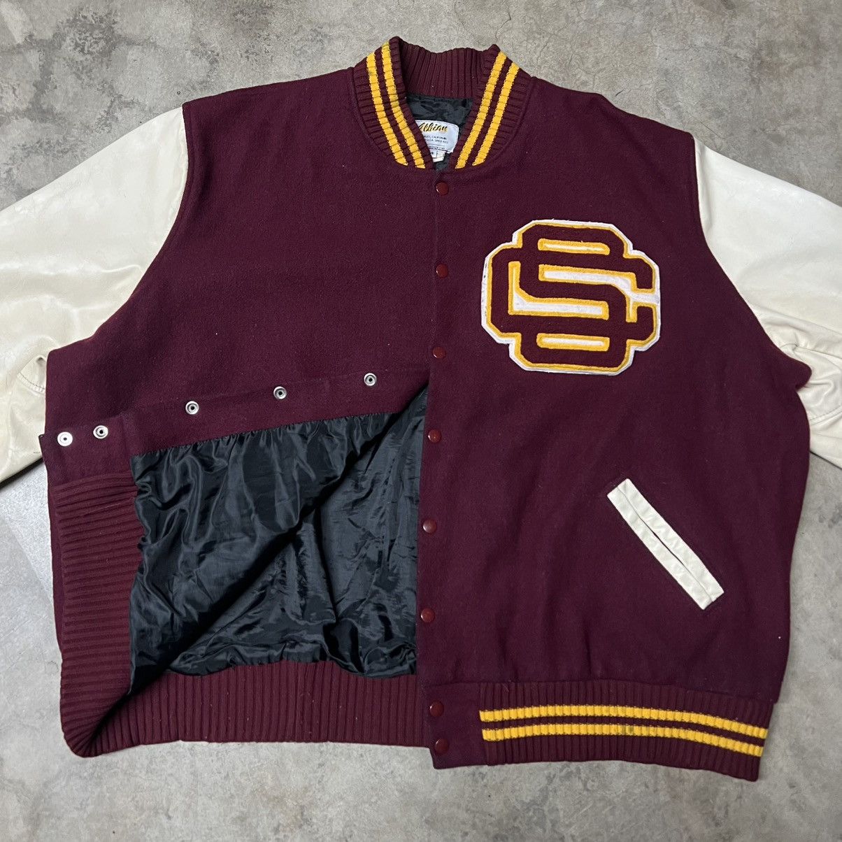 Vintage Vintage 80’s USC 🇺🇸 Leather-Sleeve Varsity Letterman Jacket Size US XXL / EU 58 / 5 - 3 Thumbnail