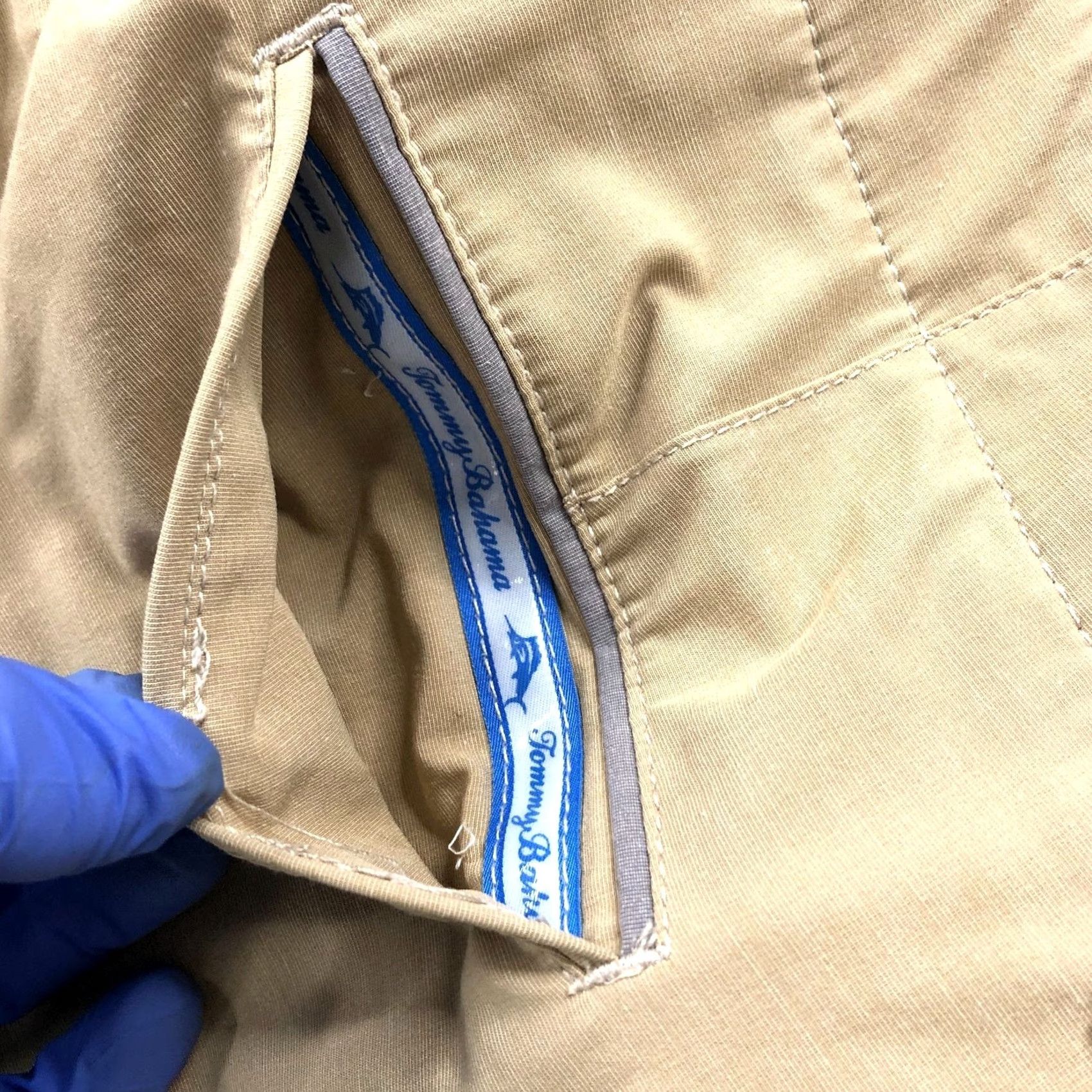 Tommy Bahama Tommy Bahama Chino Shorts Beige Flat Front 10" 34 (Fit 36W) Polyester Blend Cotton Spandex Belt Loops 90s Mens Size US 34 / EU 50 - 6 Thumbnail