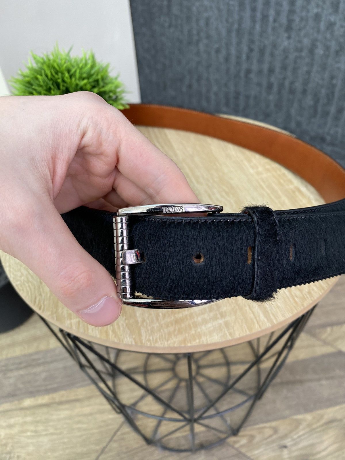 Tod's Vintage Tod’s Pony Hair Leather Belt Black Silver Buckle Size ONE SIZE - 5 Thumbnail