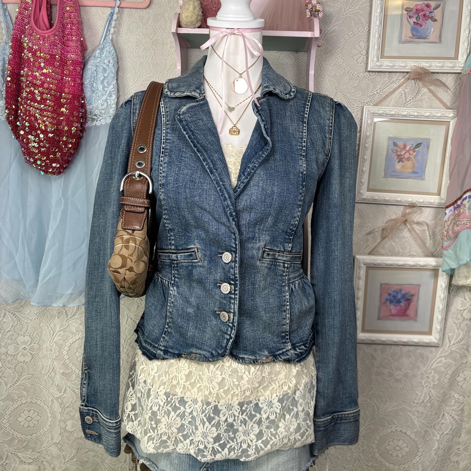 Other y2k denim distressed ruffle jacket Size S / US 4 / IT 40 - 2 Thumbnail