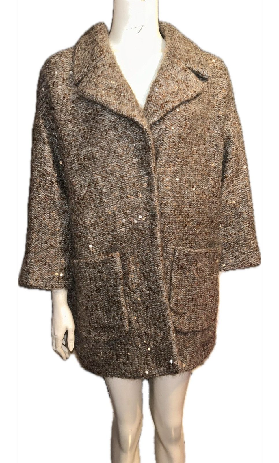 Brunello Cucinelli Brunello Cucinelli Tweed Pattern Fur Coat - Grey Coats,... Size S / US 4 / IT 40 - 5 Thumbnail