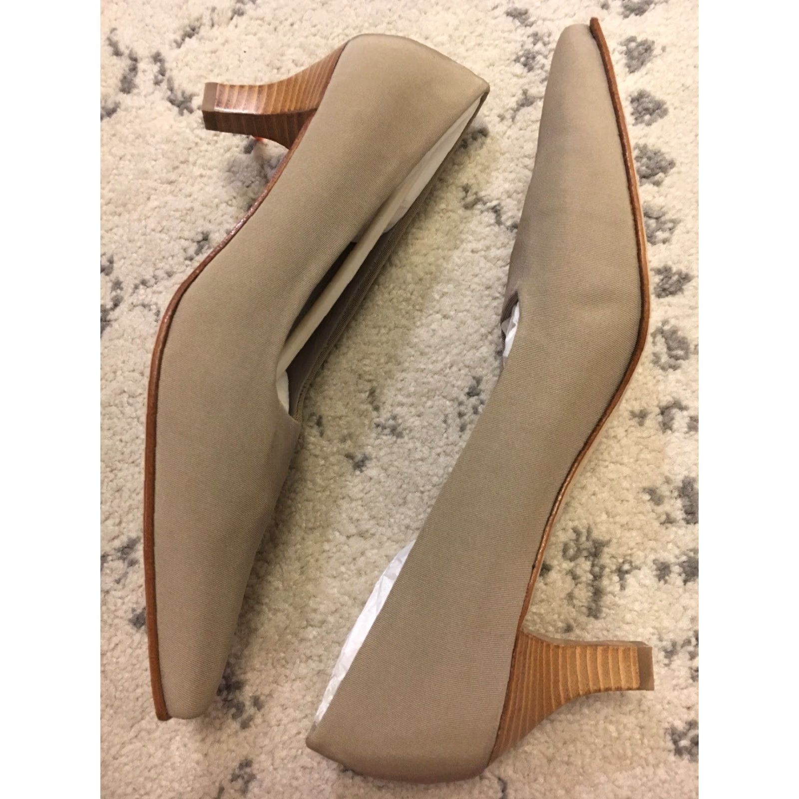 Salvatore Ferragamo Pump Women AA Narrow 9 Brown Taupe Freeway 5cm Corda Fabric NIB Shoes 9AA Narrow Mens?