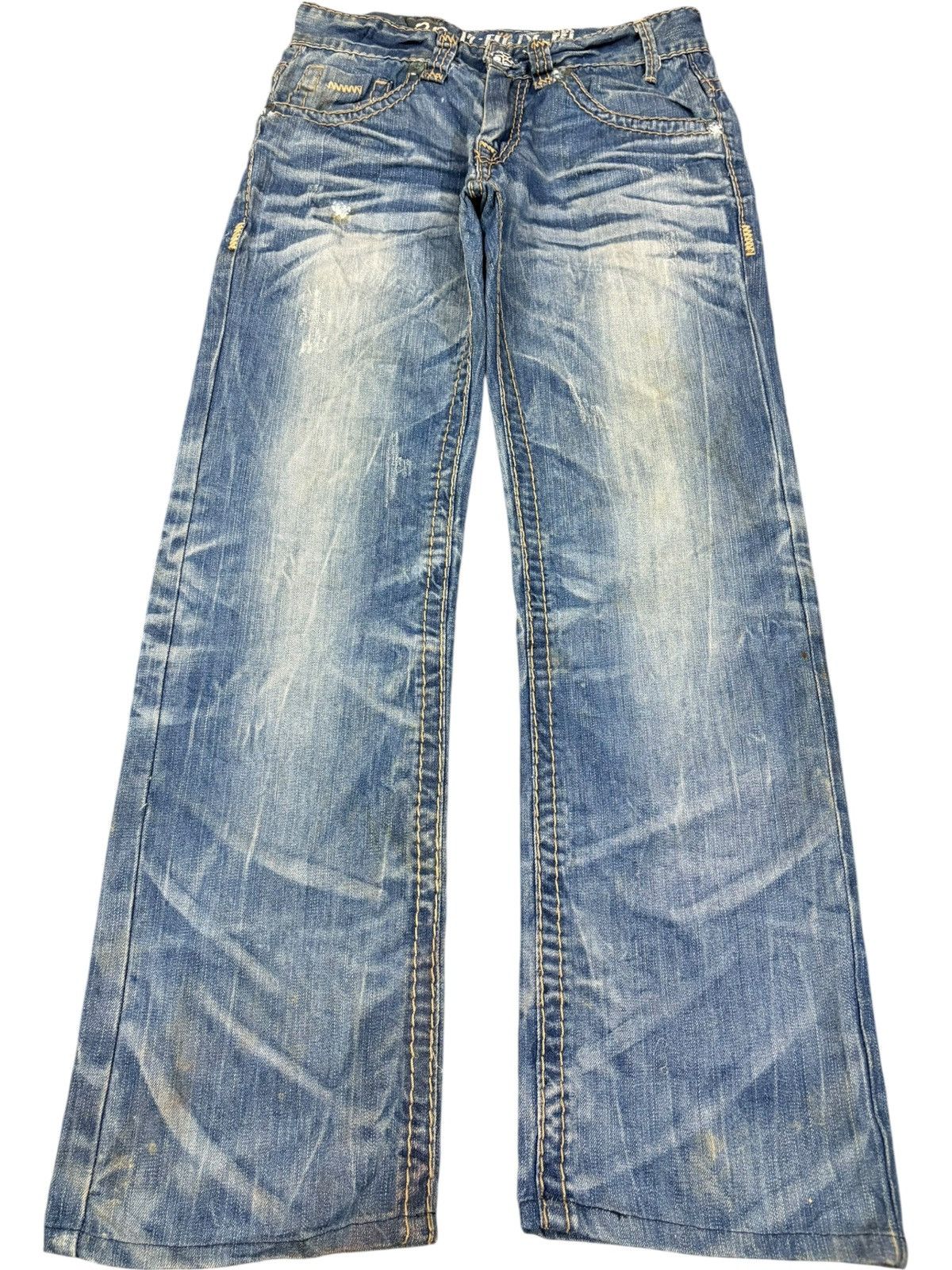 Japanese Brand Vintage BB London Embroidery Honeycomb Mud Wash Loose Jeans Size US 30 / EU 46 - 1 Thumbnail