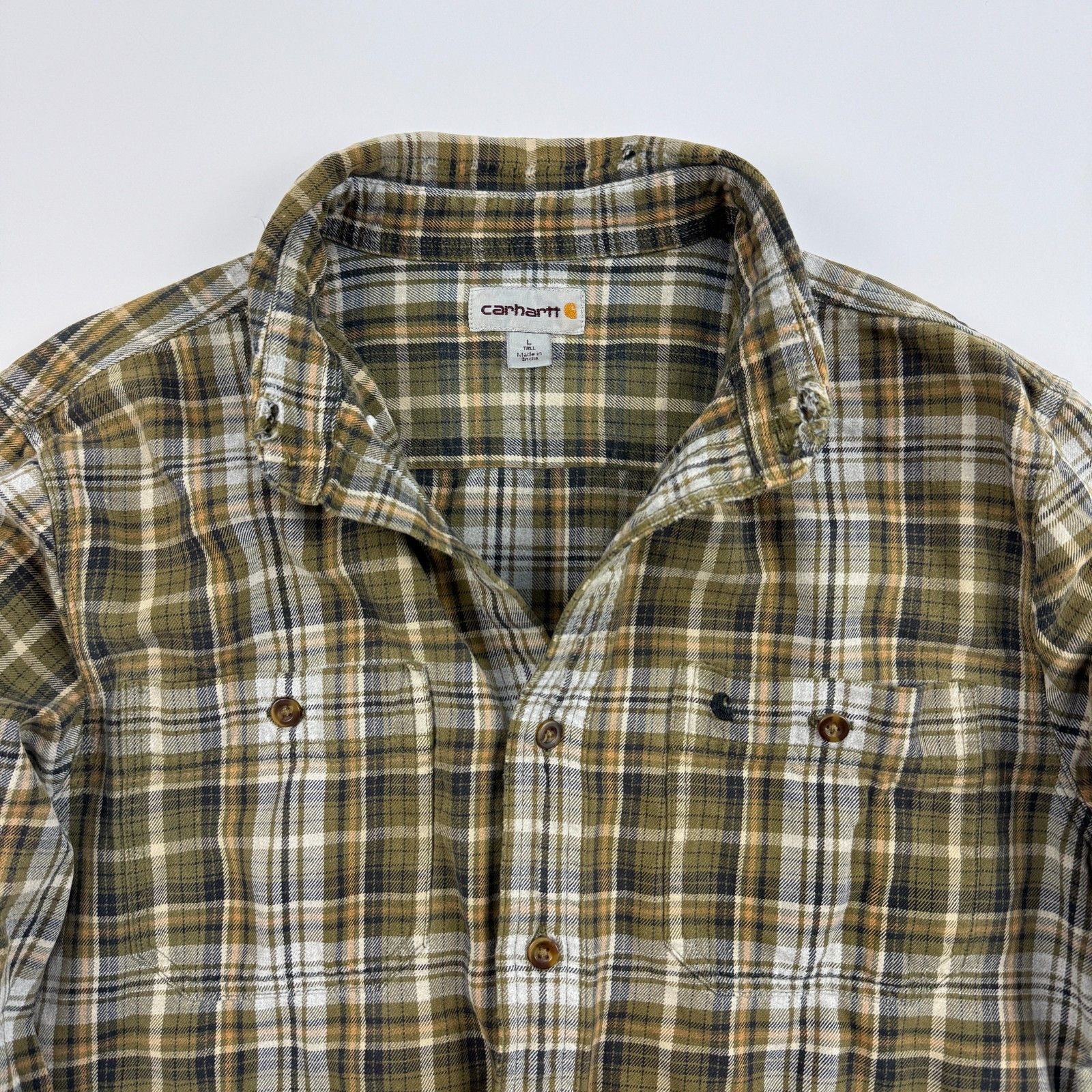 Carhartt Carhartt Plaid Flannel Shirt Distressed Workwear L Size US L / EU 52-54 / 3 - 7 Thumbnail