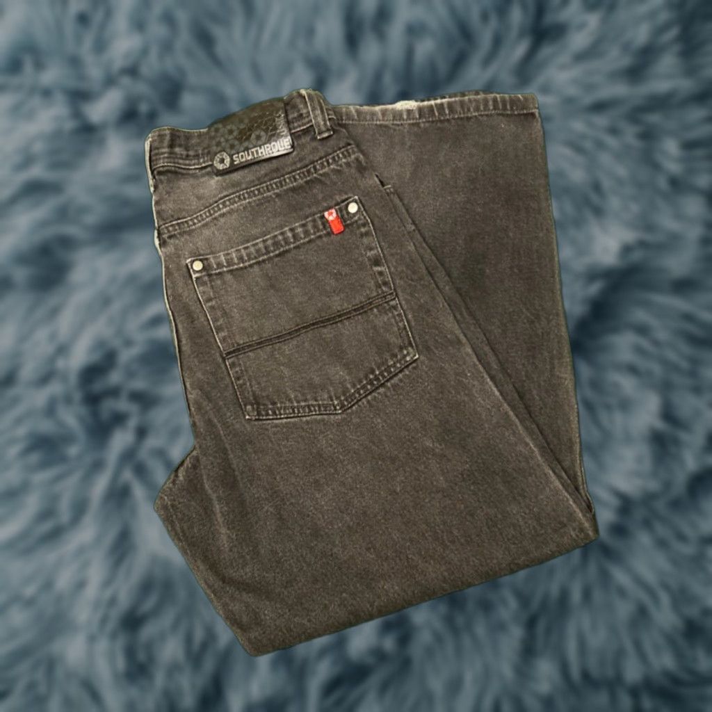 Southpole VINTAGE SouthPole Jeans Baggy Hip Hop Skater Grunge VTG Mens 34 Red Tab 34x30 Denim Black Wide-Leg Pockets Jeans Mens Size US 34 / EU 50 - 1 Thumbnail