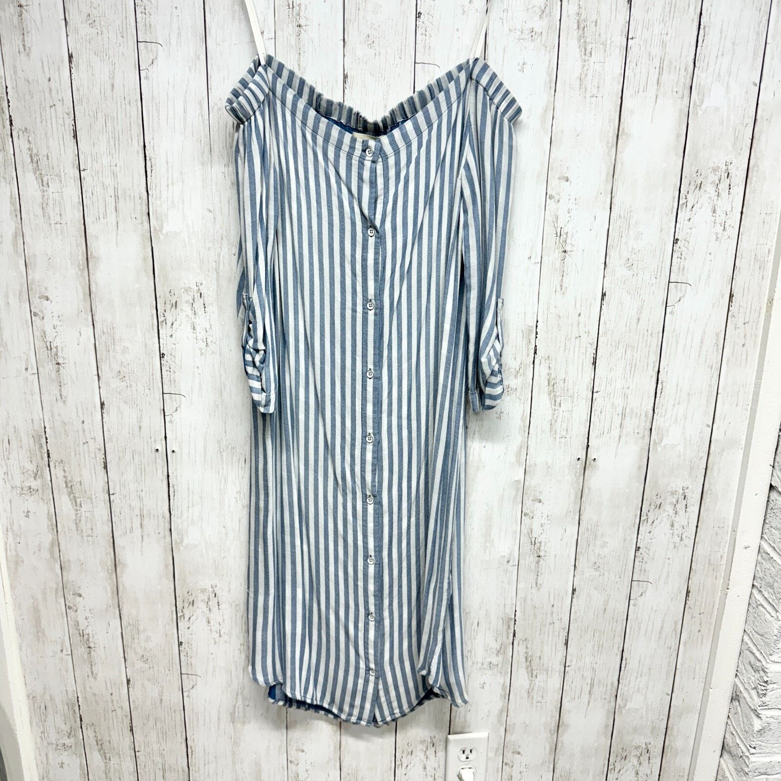 Other Cloth & Stone Dress Size Small Blue Striped Button Down Maxi Size S / US 4 / IT 40 - 1 Thumbnail