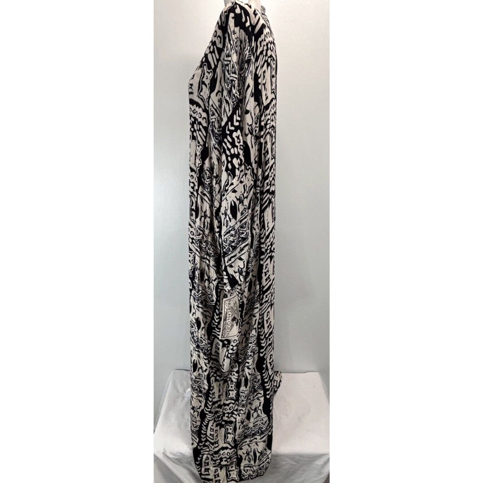 Vintage Nubian Queen Beaded Kaftan Dress Tan Black One Size Women Size ONE SIZE - 2 Thumbnail