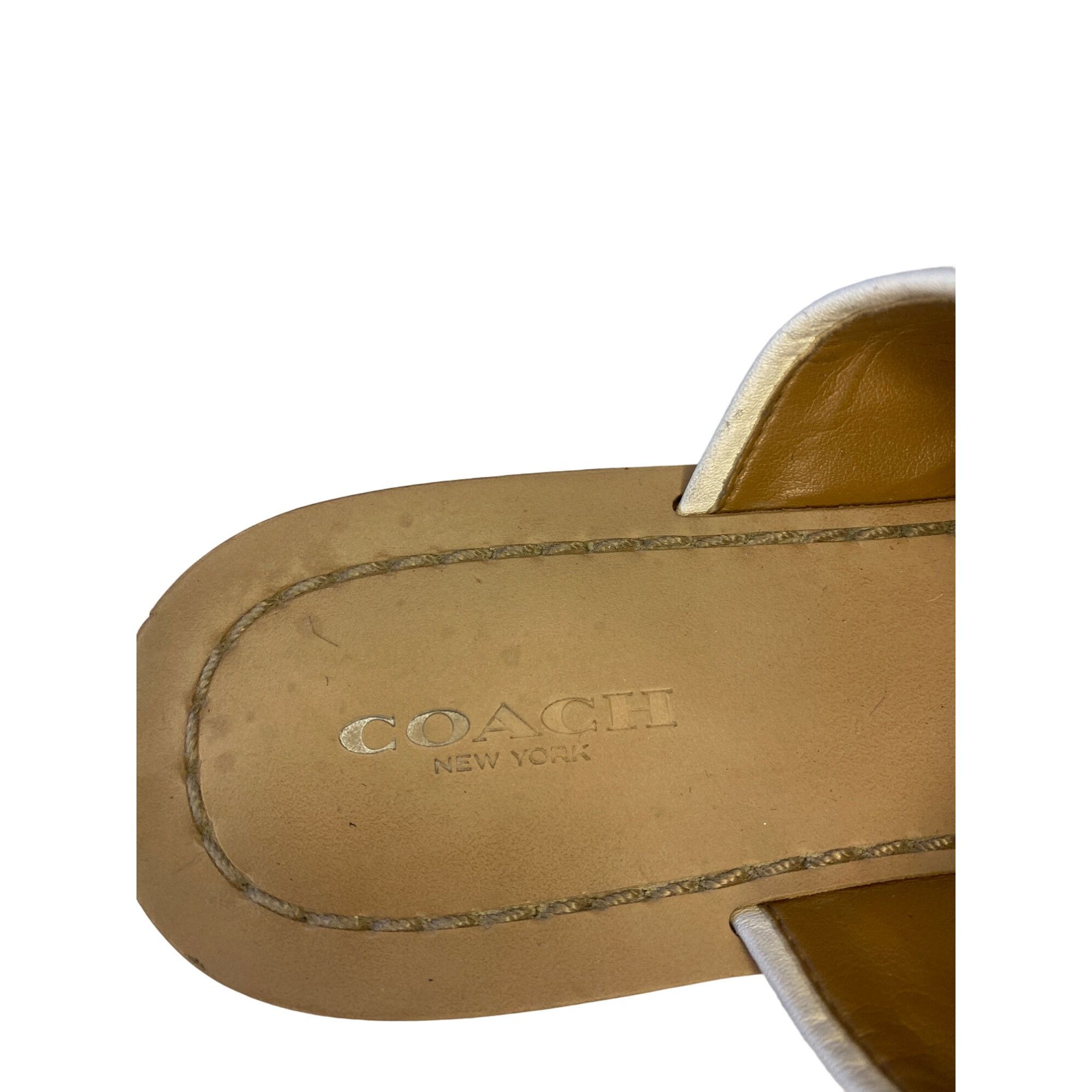 Coach Coach Women's 7 Eileen Turn lock Slide Sandals Ivory/Silver Size US 7 / IT 37 - 11 Thumbnail
