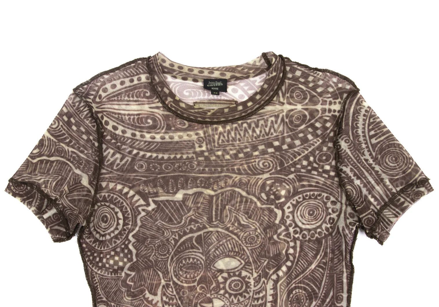 Jean Paul Gaultier Graphic Print Inside Out Power Net T-Shirt Brown 48 Size US M / EU 48-50 / 2 - 2 Thumbnail