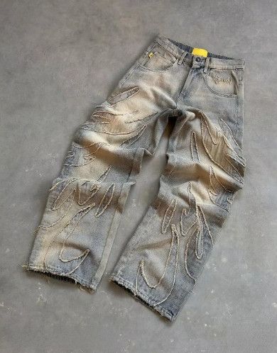 Japanese Brand Distressed Y2K Vintage Embroidered Jeans Size US 29 - 1 Thumbnail