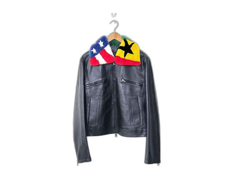 Louis Vuitton LV mink fur flag fur collar leather coat-2507