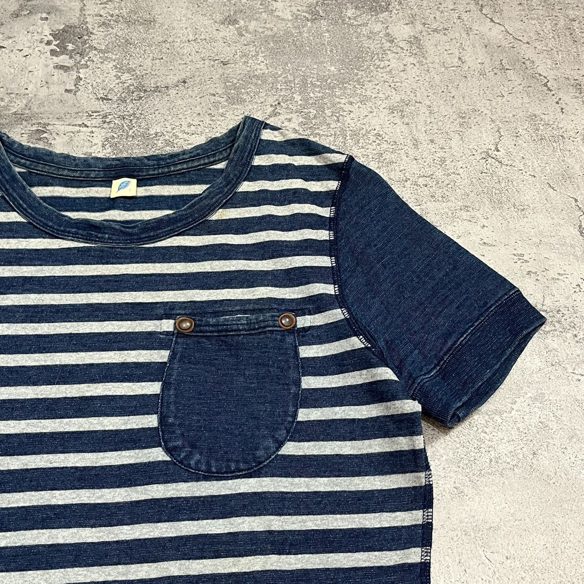 Pure Blue Japan Pure Blue Japan Indigo Pocket Striped Tee Size US XXS / EU 40 - 4 Thumbnail
