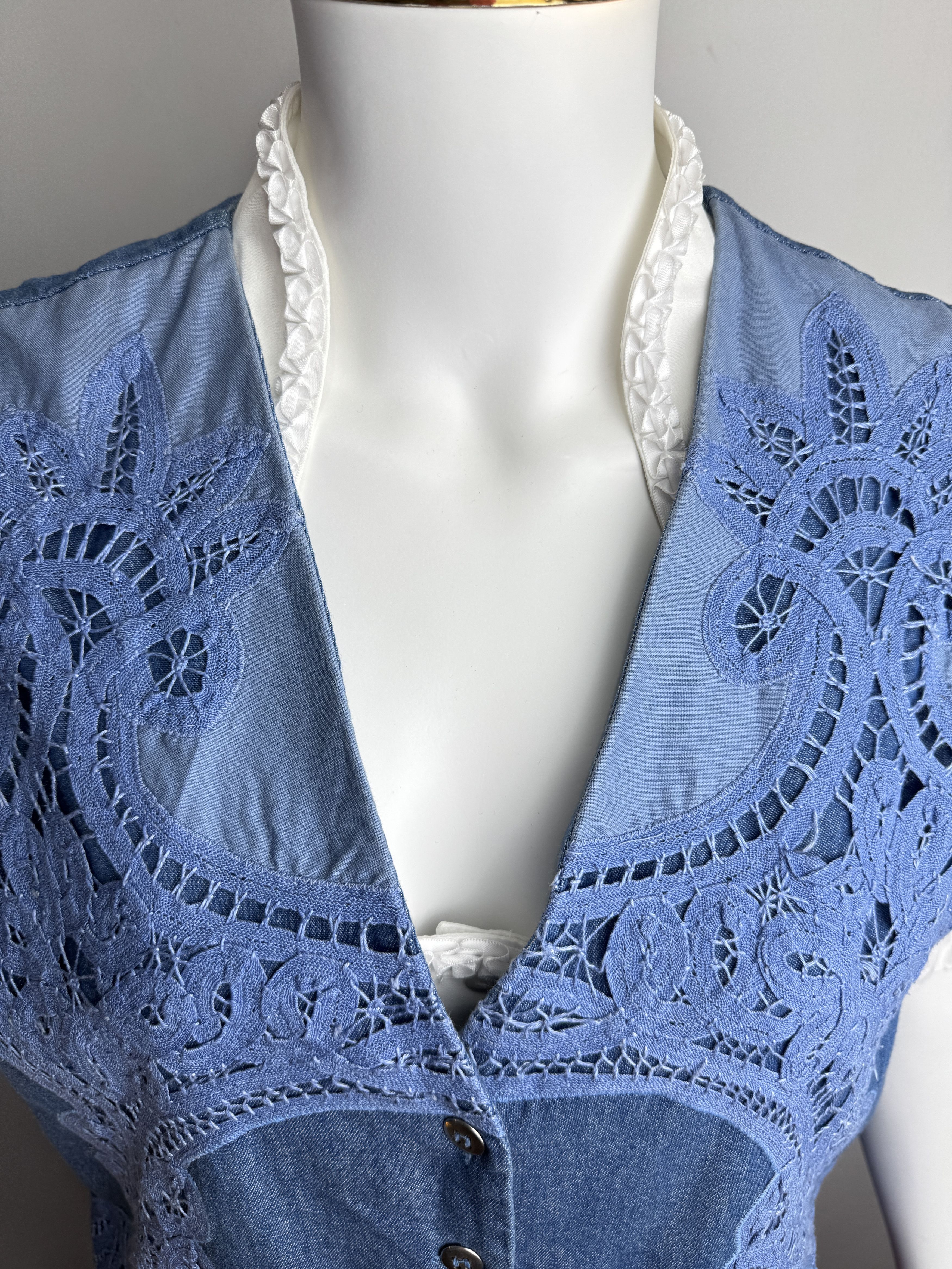 Handmade × Other × Vintage TOGETHER vintage women’s lace denim vest Size L / US 10 / IT 46 - 7 Thumbnail