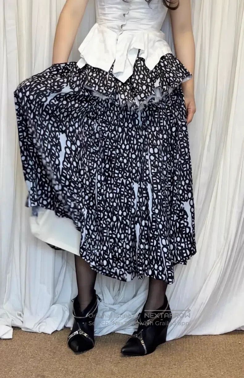 Comme des Garcons Comme Des Garcons size S Black and White Letter Print Skirt Size 22" - 3 Thumbnail