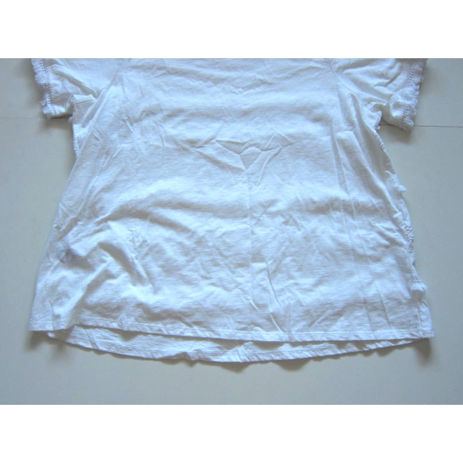 Avenue Avenue VIP Knits Blouse Shirts 22/24 White Fringe Short Sleeve Peasant 100% Cotton NWT Women Size 3XL / US 20-22 - 6 Thumbnail