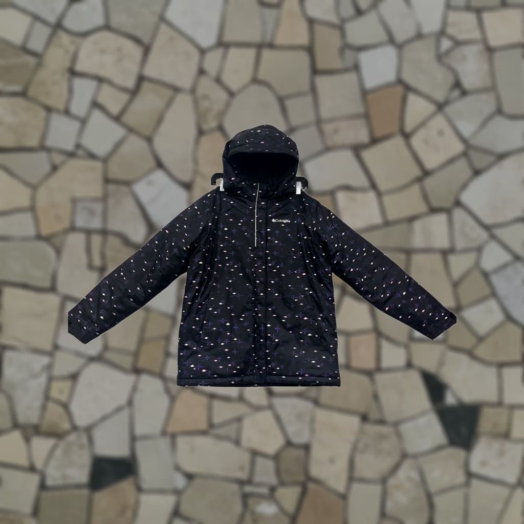 Vintage Columbia Outdoor Hooded Jacket XL Girls XLG Black Regular Winter Coat Hoodie Zip Pocket Mock-Velcro Cuffed Machine Washable Polyester Size XL / US 12-14 / IT 48-50 - 1 Thumbnail