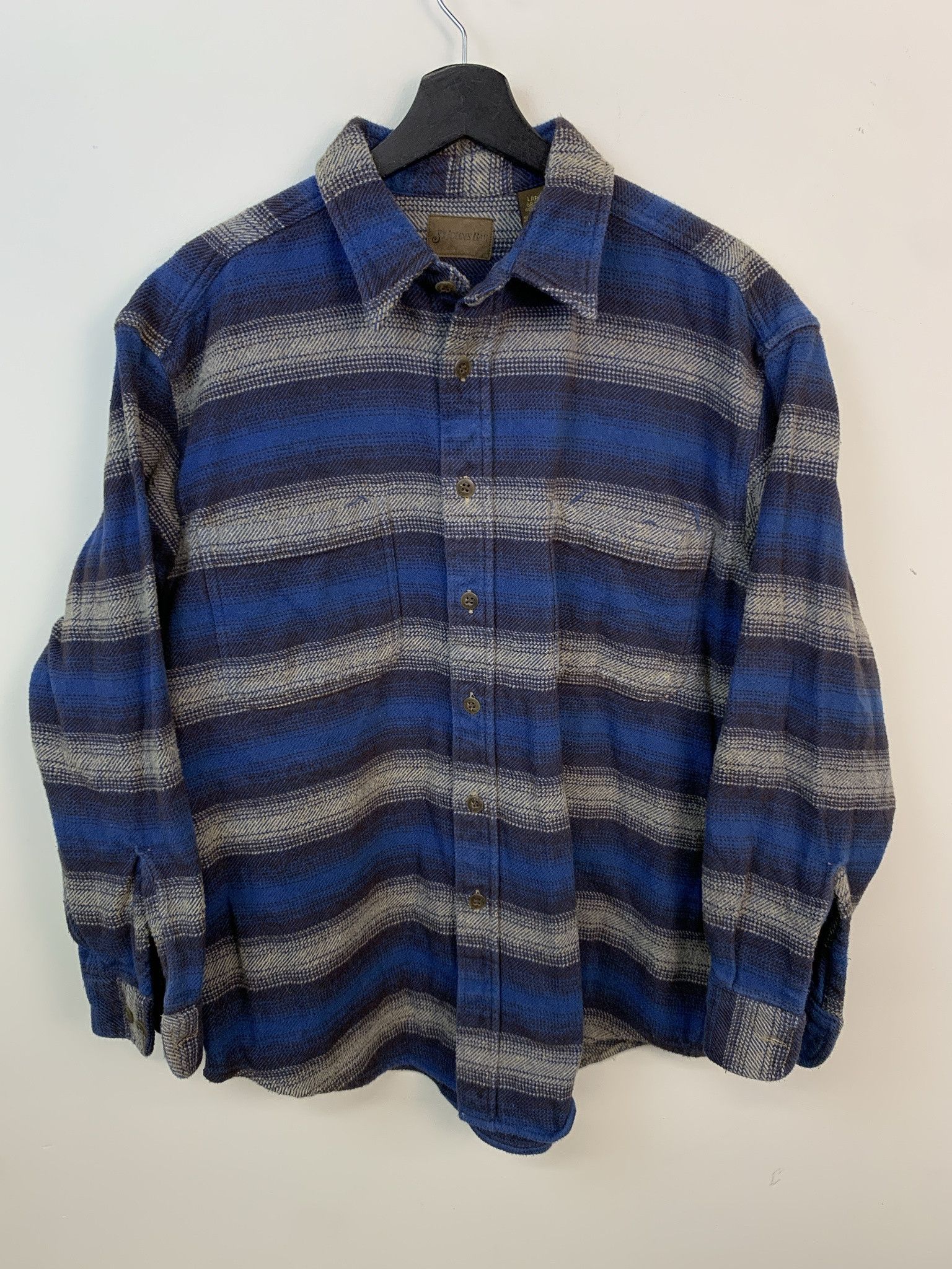 Flannel Vintage Flannel 1990s St Johns Bay Striped Blue Grey Flannel Size L Size US L / EU 52-54 / 3 - 1 Thumbnail
