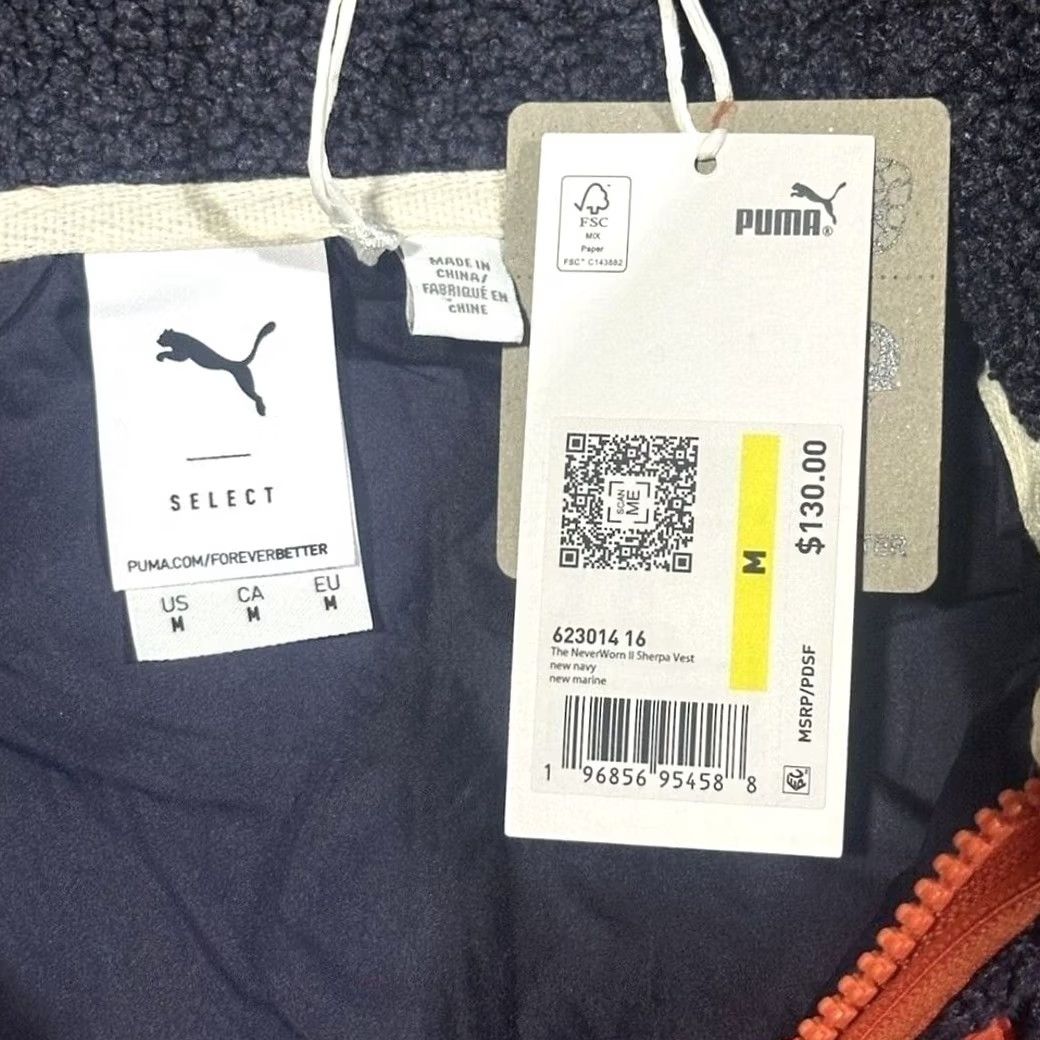Puma Puma The Neverworn II Sherpa Full Zip Vest Navy Blue Mens Sz M (623014-16) Size US M / EU 48-50 / 2 - 3 Thumbnail