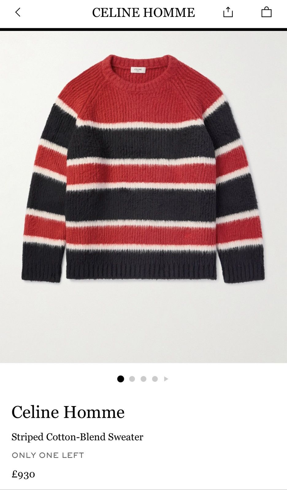 Celine $1.35k 🤑 FW24 Celine striped sweater Hedi Slimane sample Size US L / EU 52-54 / 3 - 7 Thumbnail
