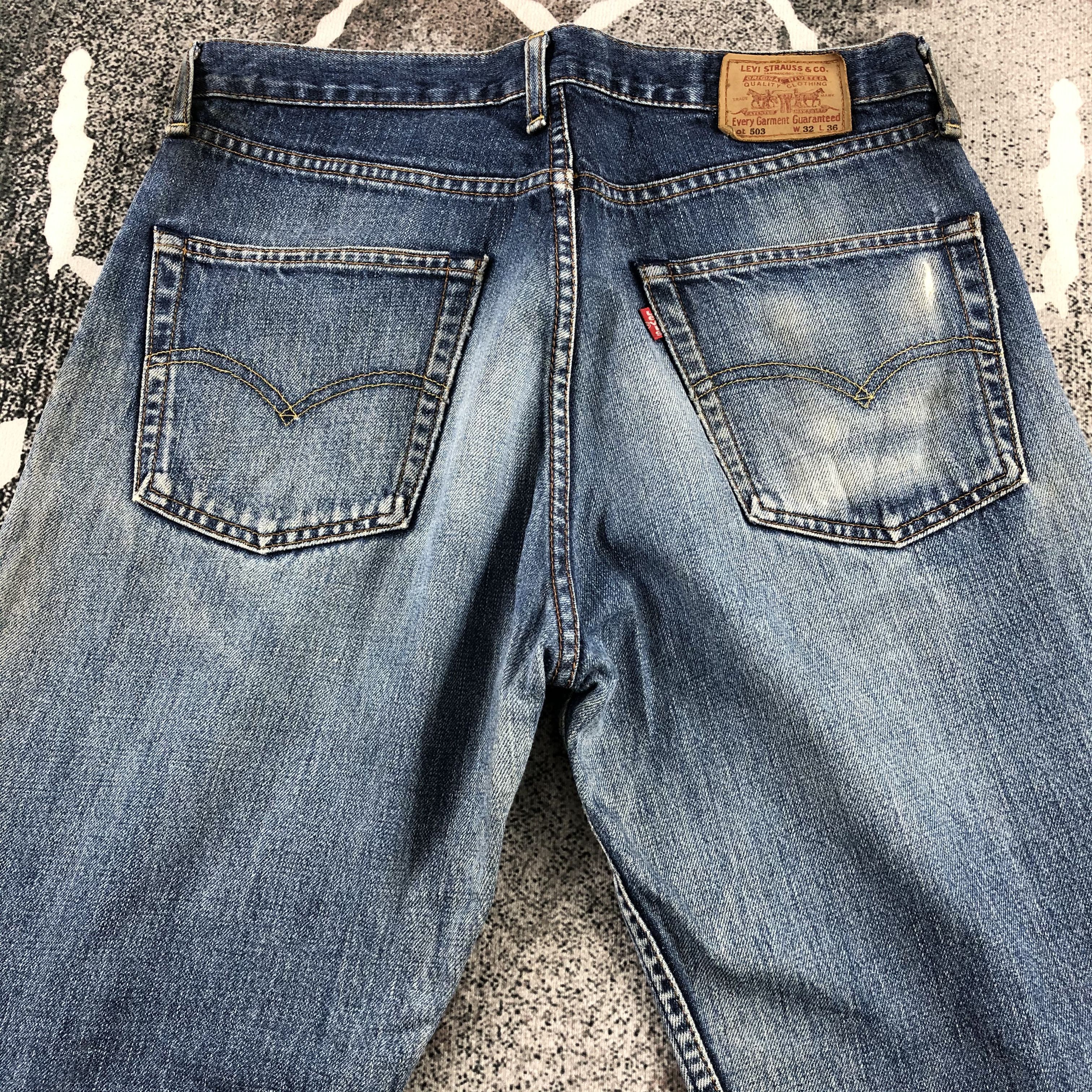 Levi's Vintage Levis 503 Jeans Distress Dark Wash Denim KJ851 Size US 32 / EU 48 - 4 Thumbnail