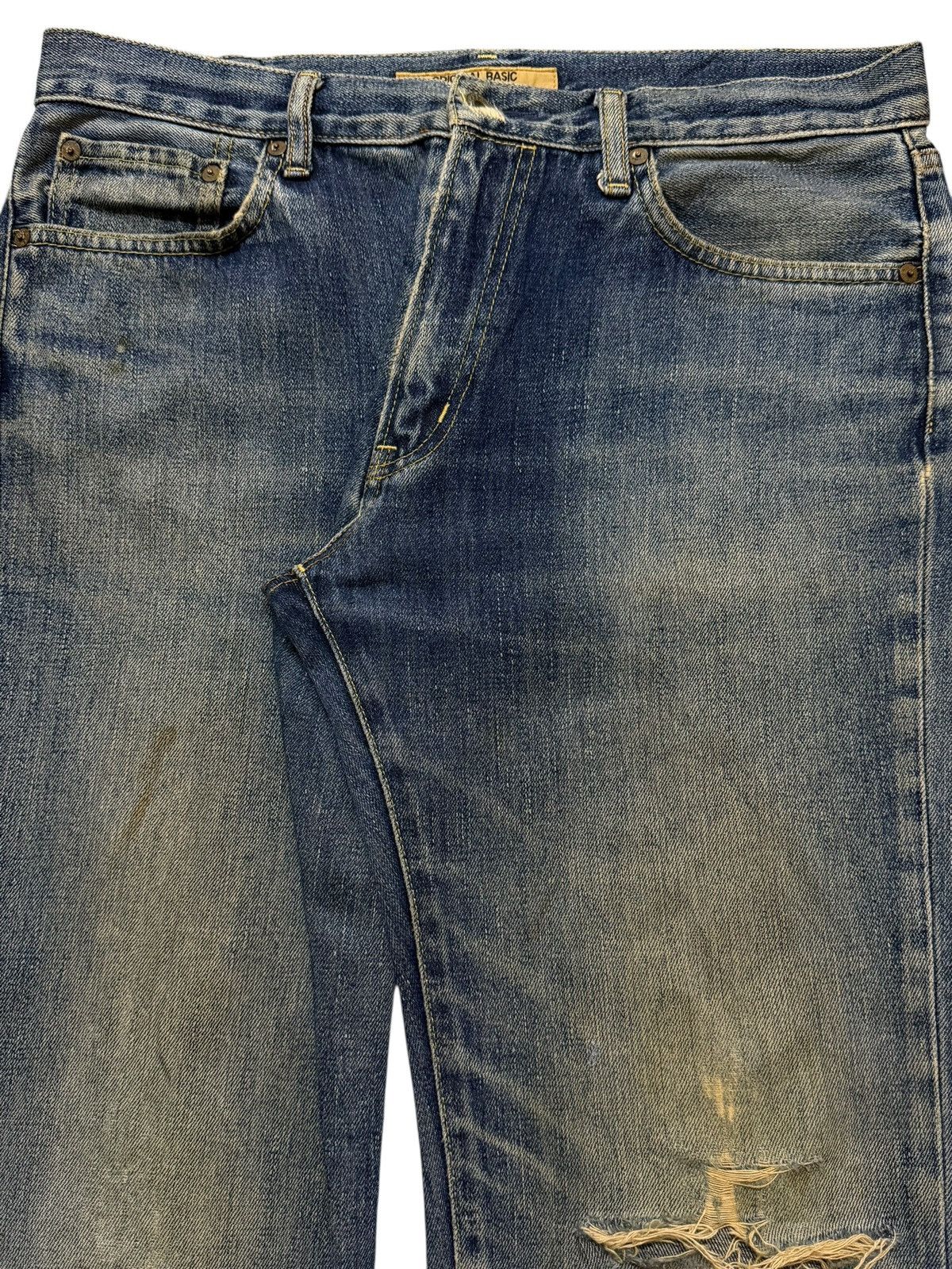 Uniqlo Vintage Y2K Japanese Uniqlo Mud Wash Distressed Straight Leg Size US 34 / EU 50 - 3 Thumbnail