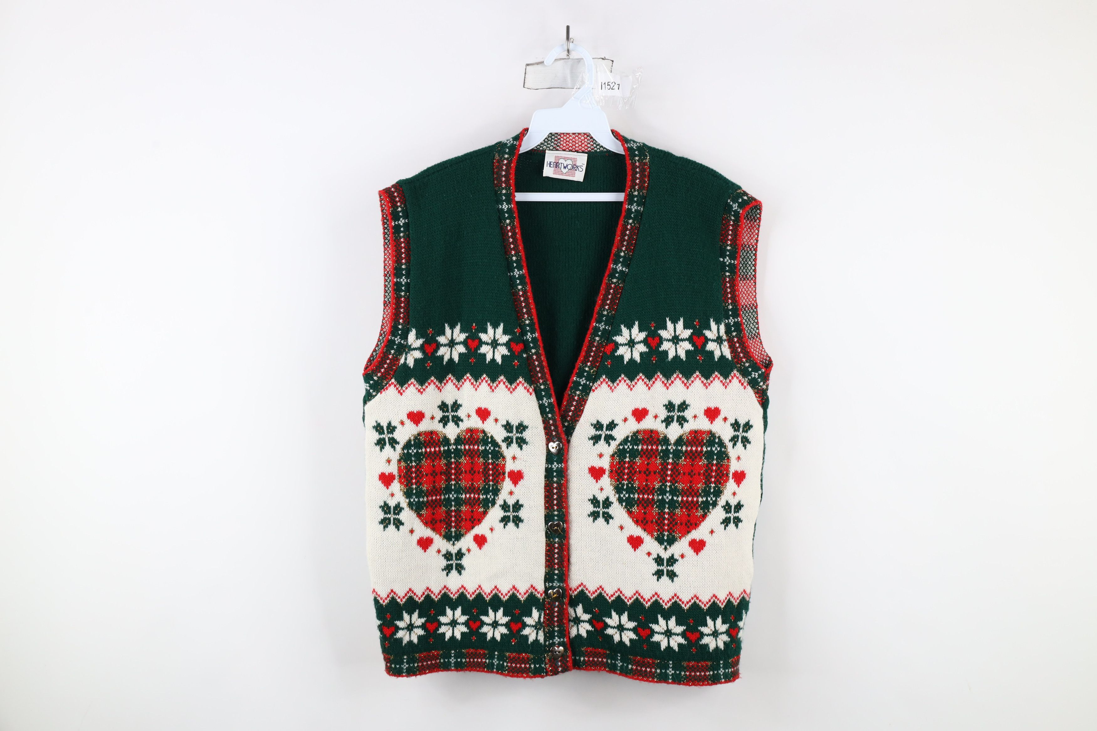 Vintage Vintage 90s Streetwear Heart Poinsettia Sweater Vest USA Size M / US 6-8 / IT 42-44 - 1 Thumbnail