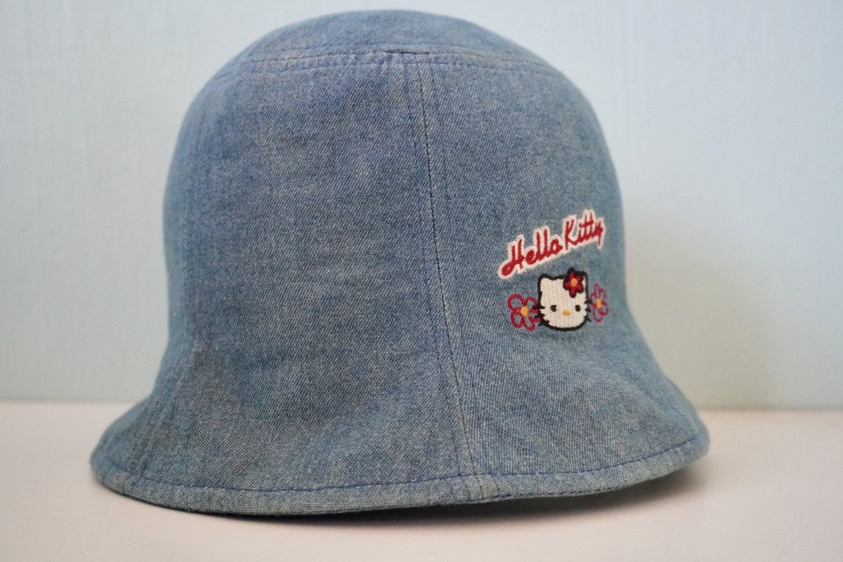Japanese Brand × Vintage Hello kitty bucket hat blue denim embroidered hat cutie Size ONE SIZE - 2 Thumbnail