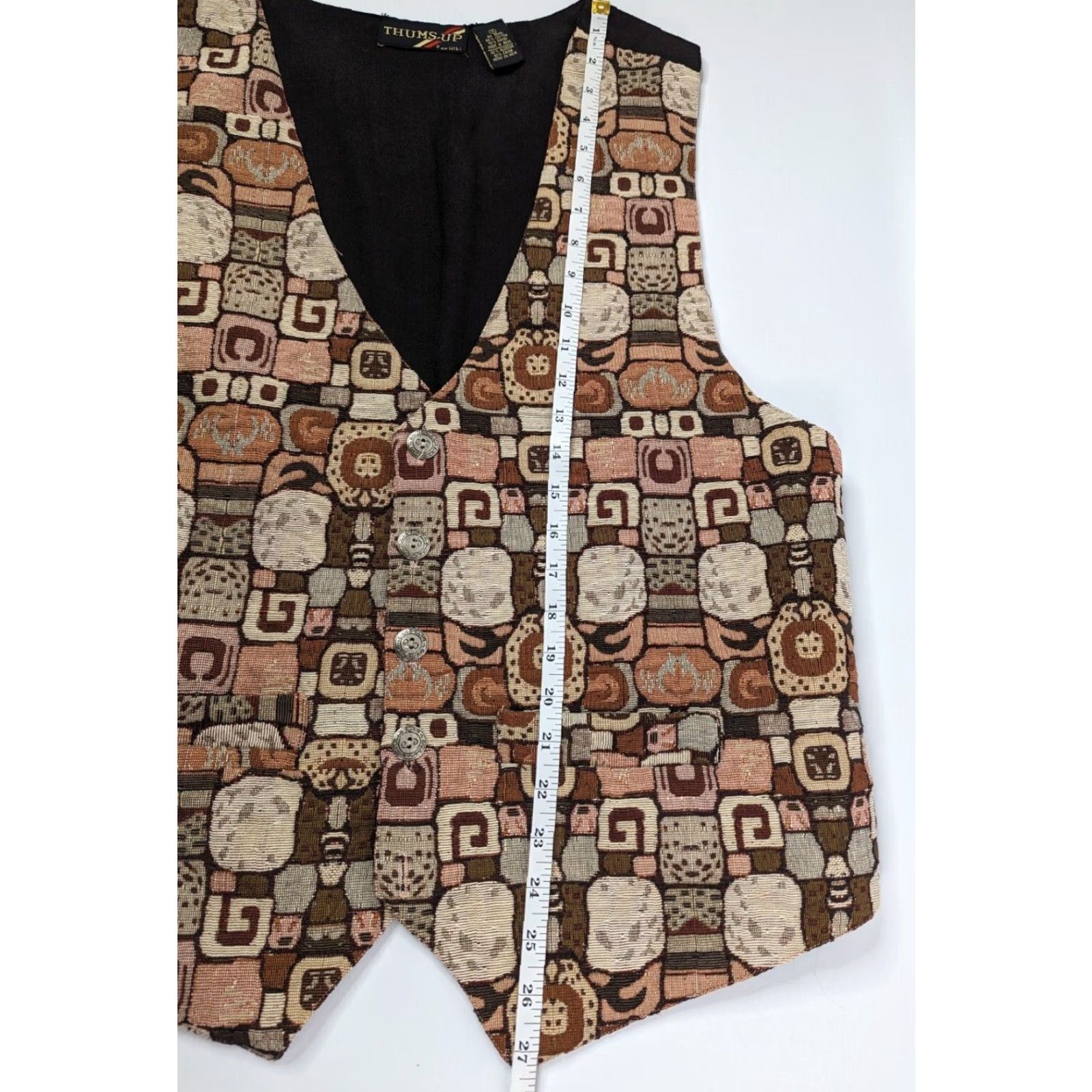 Vintage VINTAGE Thums Up for Him Vest Men XL Geometric Southwestern Lined Back Casual Jacket/Coat? Size US XL / EU 56 / 4 - 5 Thumbnail