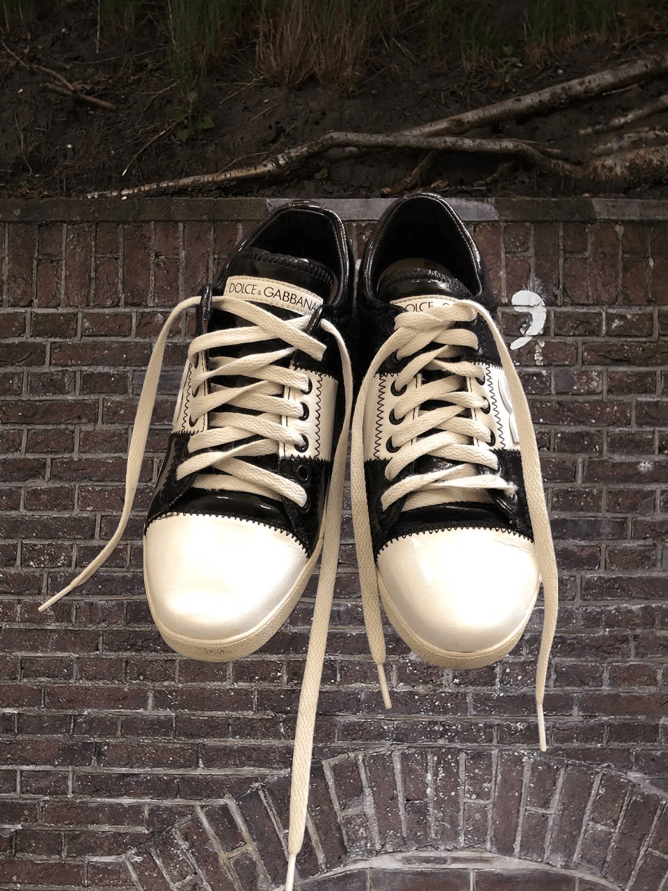 Dolce & Gabbana DOLCE GABBANA Black White Lace Up Shoes Sneakers Sporty Size US 8.5 / IT 38.5 - 1 Thumbnail