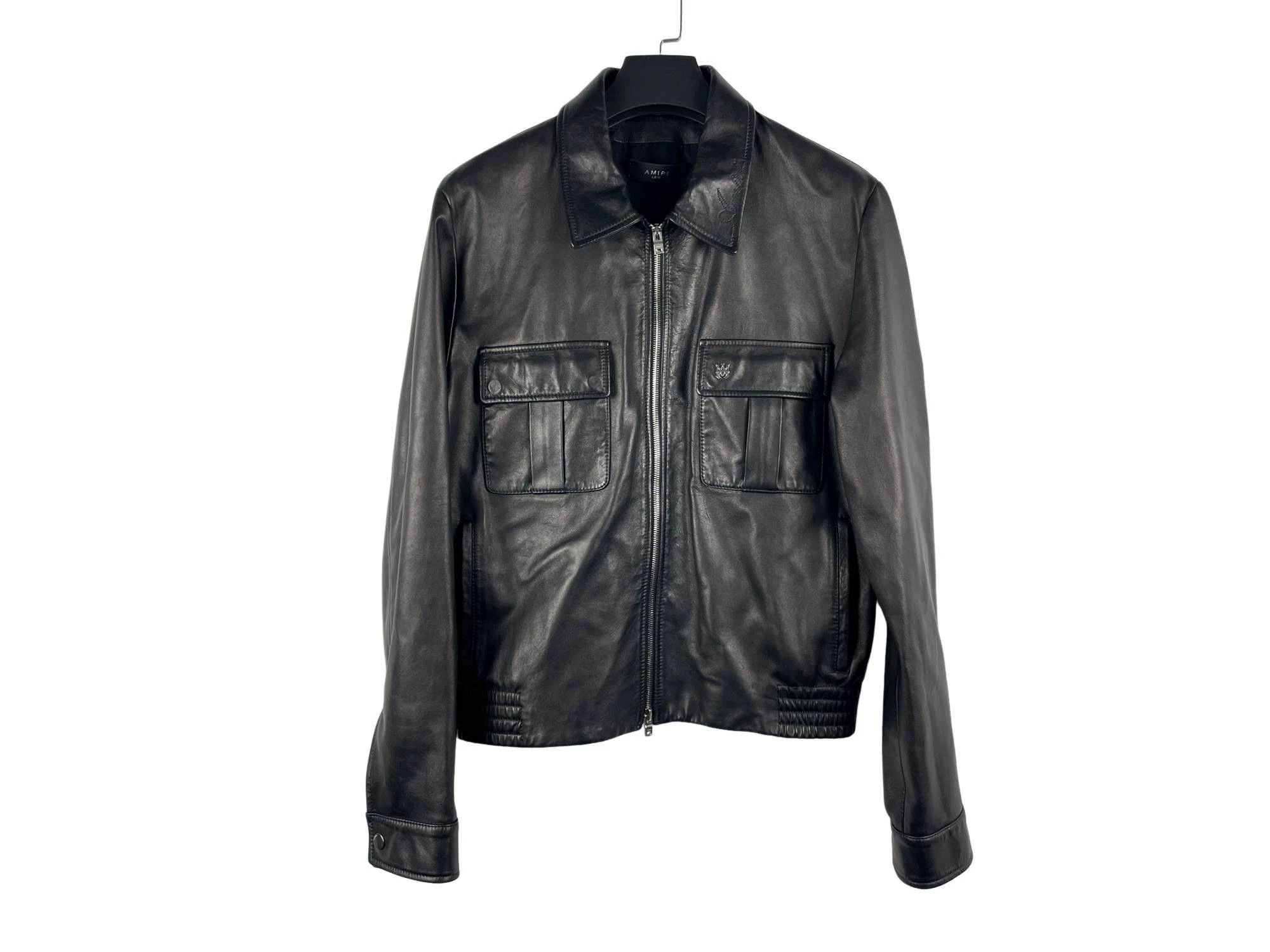 Amiri Amiri AW22 Logo Zipper Leather Jacket Size US M / EU 48-50 / 2 - 1 Thumbnail