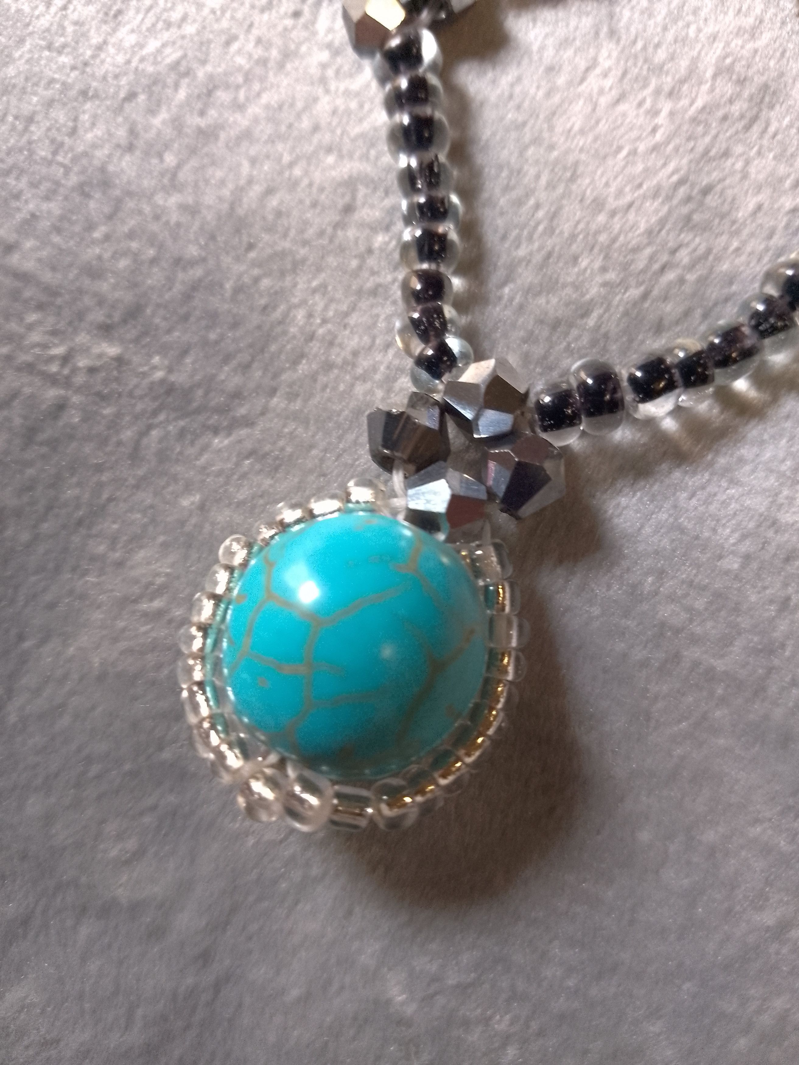 Handmade Black gothic necklace natural turquoise Howlite gemstones Size ONE SIZE - 7 Thumbnail