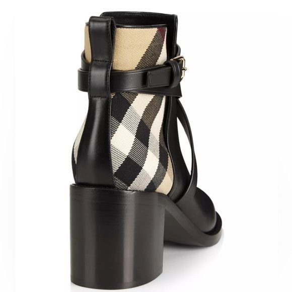BURBERRY Pryle House Check Leather Ankle Boots