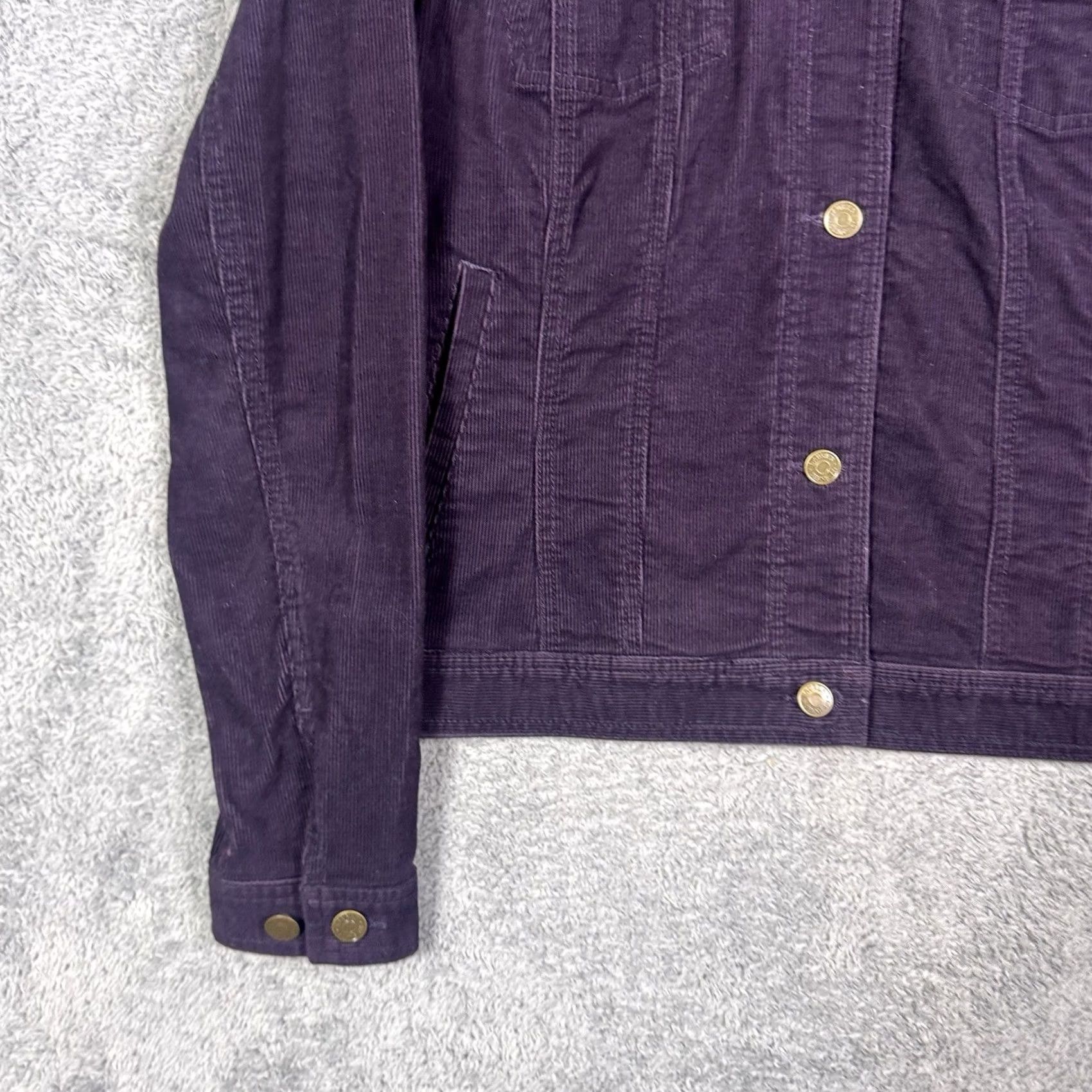 Polo Ralph Lauren VINTAGE Polo Ralph Lauren Jacket Womens M Corduroy Trucker Purple 90s USA Shirts/Coat/Jacket Women Regular Long Sleeve Pockets Button Front: Short? Size 32" / US 10 / IT 46 - 3 Thumbnail