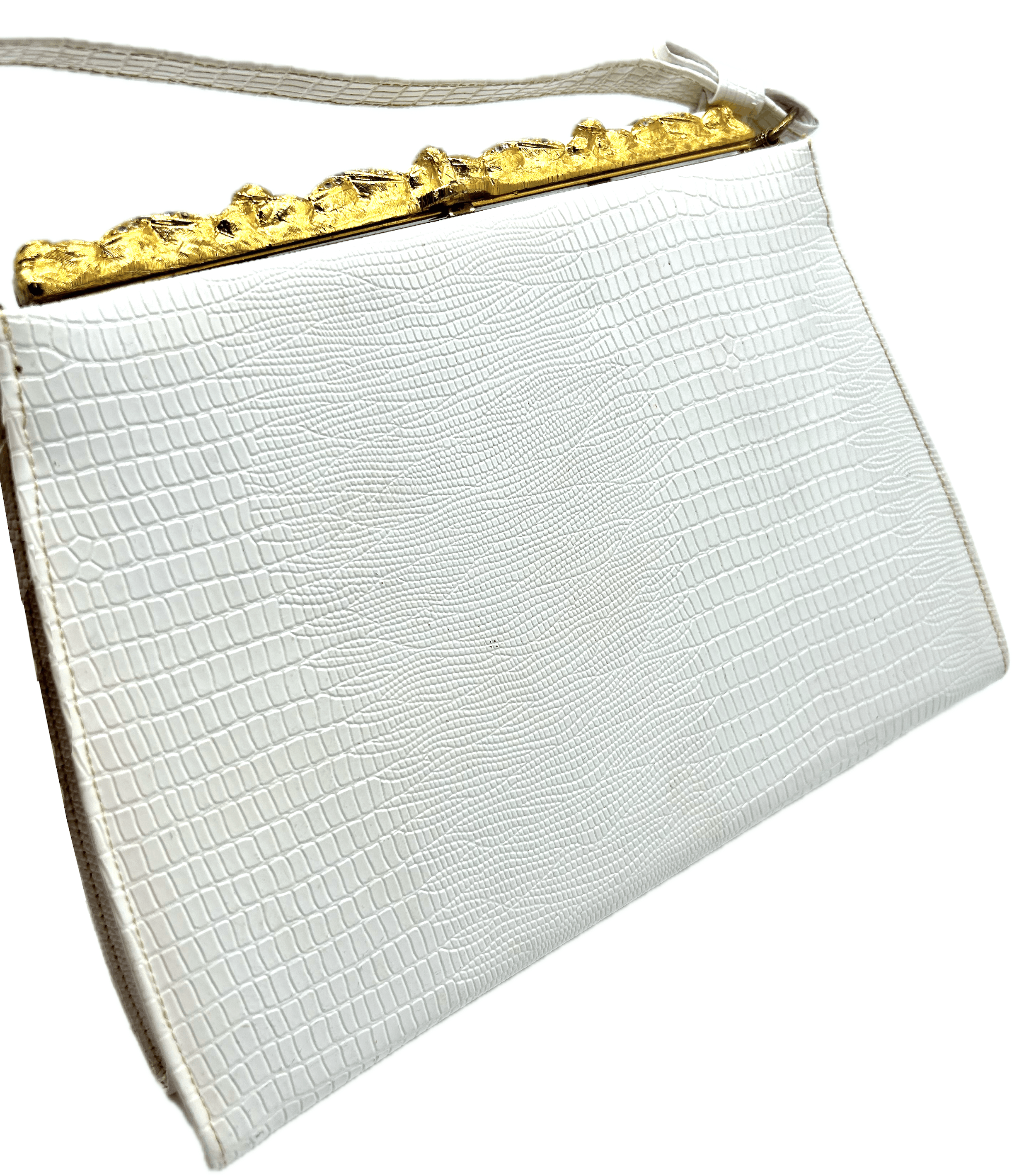 Vintage 1950's White & Gold Evening Handbag Size ONE SIZE - 2 Thumbnail