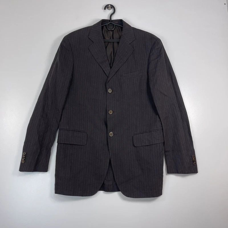 Boglioli Boglioli Italia Brown Pinstripe Linen Blazer Made In Italy Size 48R - 1 Thumbnail