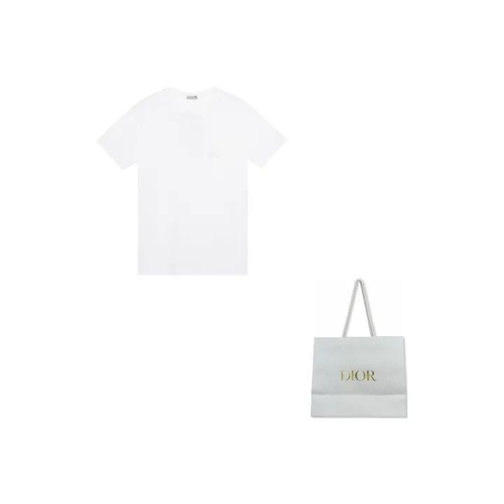 Dior Dior Dior Embroidered Logo Short Sleeve T-Shirt 0079-2507 Size US XL / EU 56 / 4 - 1 Thumbnail
