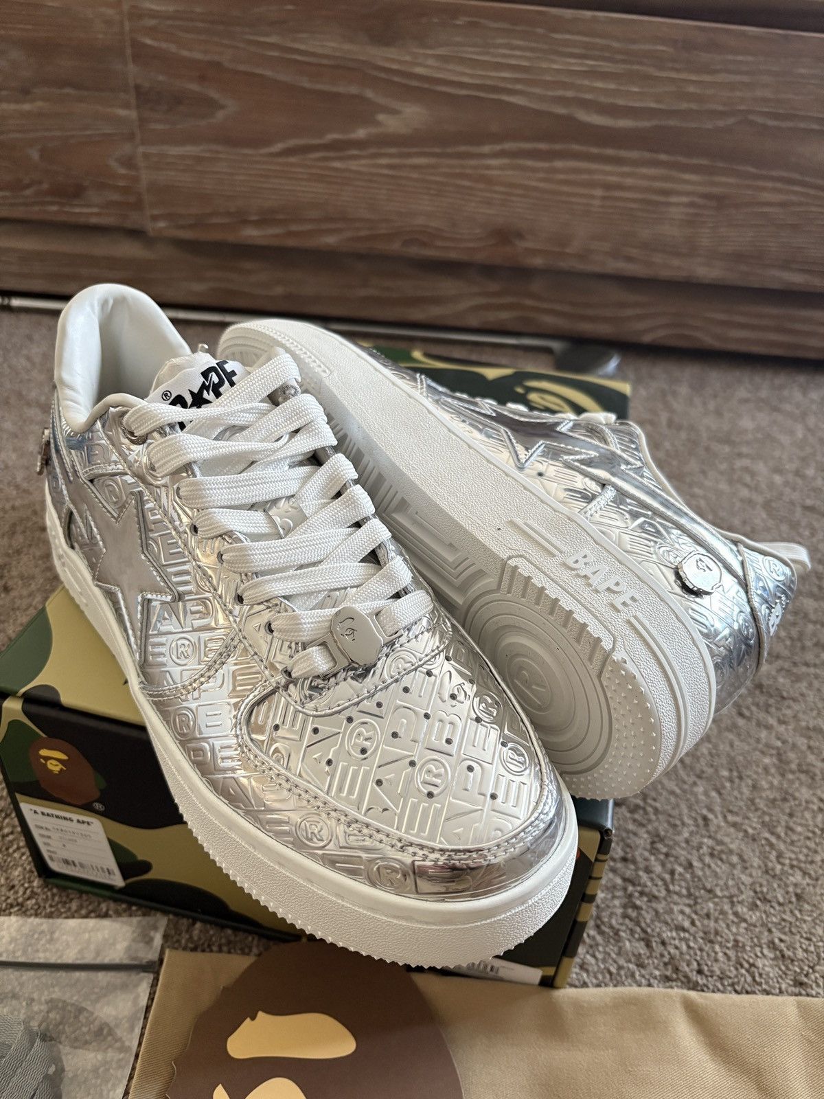 Bape Brand new A Bathing Ape Bape Sta #5 M2 metallic silver us8 Size US 8 / EU 41 - 7 Thumbnail