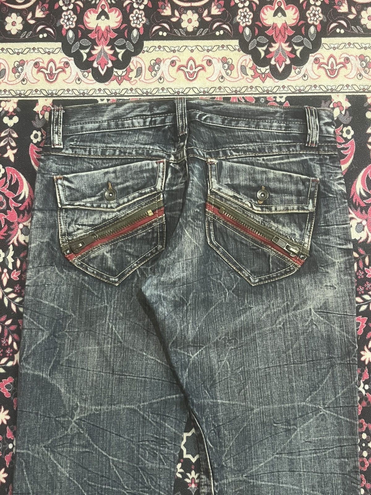 semanticdesign Japan Semantic Design Dark Washed Cracked Fringe Flare Jeans Size US 32 / EU 48 - 7 Thumbnail