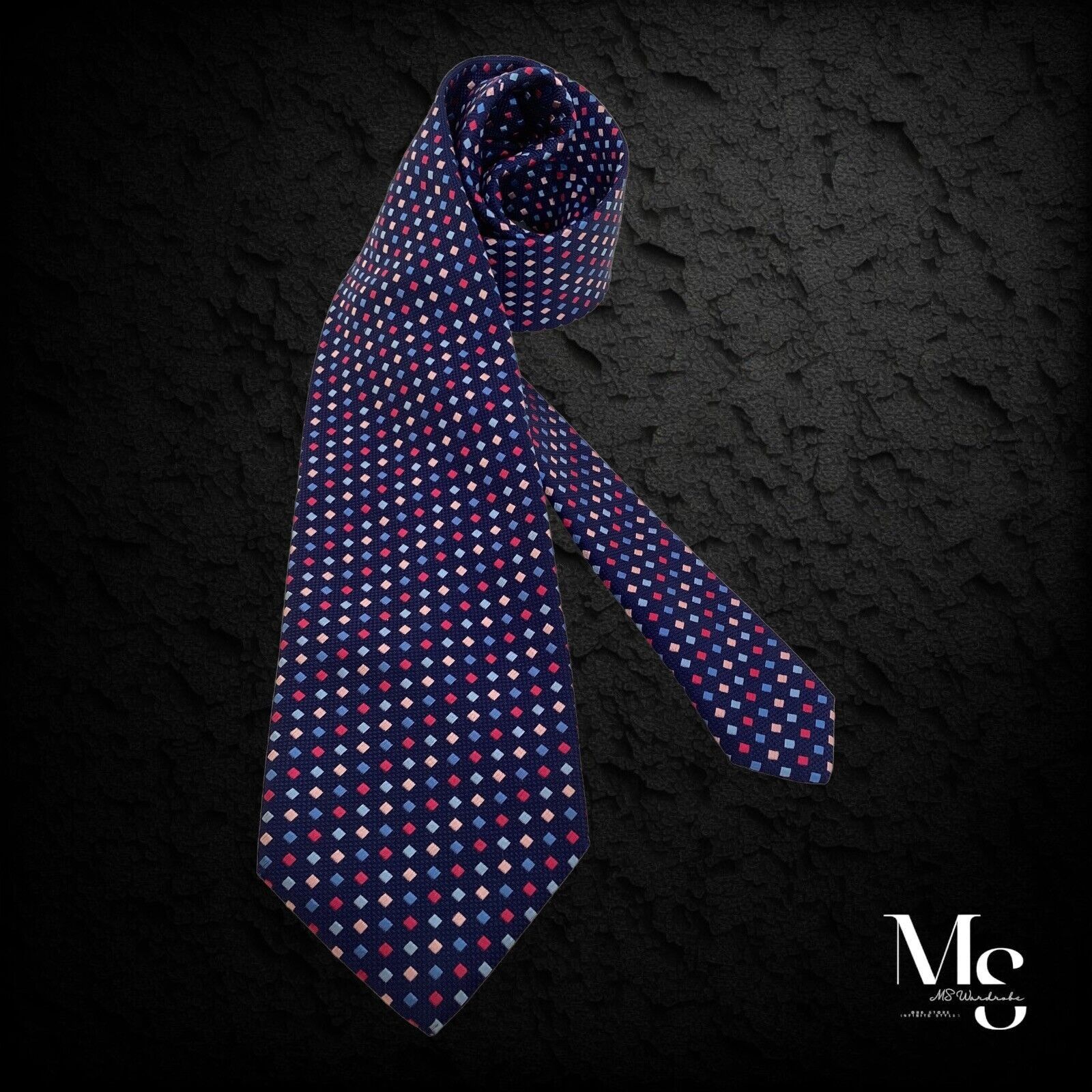Charles Tyrwhitt CHARLES TYRWHITT XL Blue Gold Geometric Luxury Silk Tie W: 3 Size ONE SIZE - 1 Thumbnail