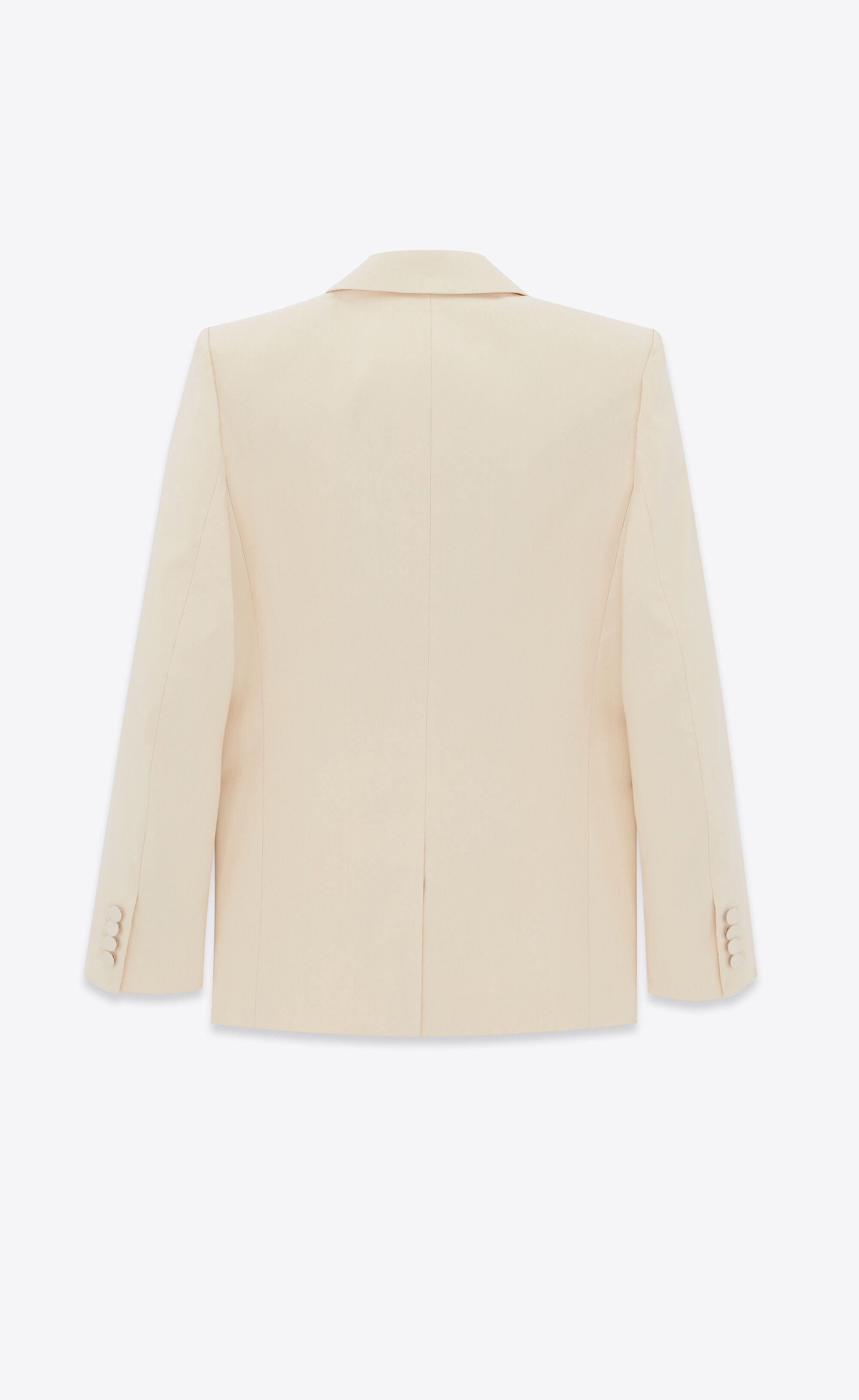 Saint Laurent Paris o1s1wg110125 736030 Tuxedo Jacket in Silk Twill in Cream Size US M / EU 48-50 / 2 - 3 Thumbnail