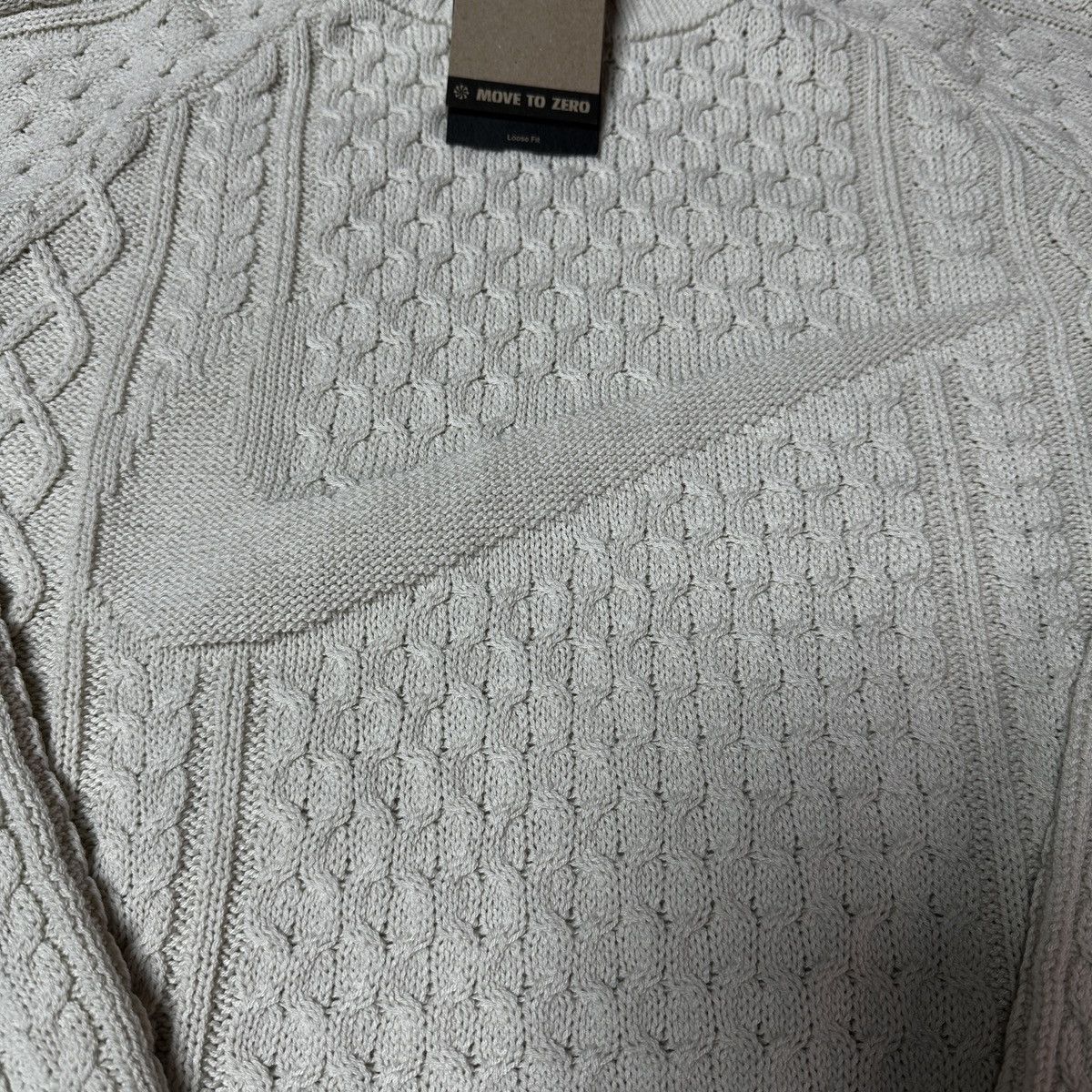 Nike NEW Nike Life Cable Knit Turtleneck Wool Sweater Light Bone Size US XXL / EU 58 / 5 - 2 Thumbnail