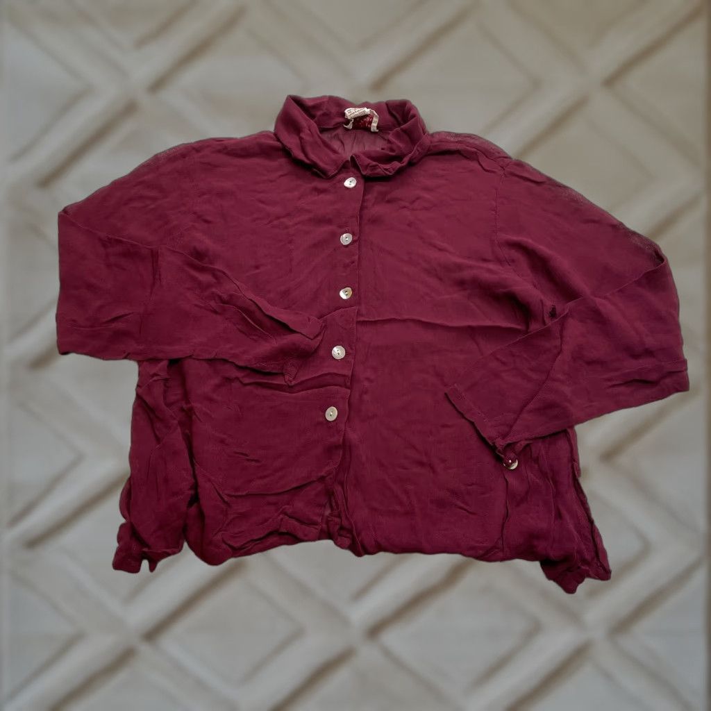 Vintage VINTAGE April Cornell Blouse Top Womens M Red Button Up Rayon Long Sleeve Size M / US 6-8 / IT 42-44 - 1 Thumbnail