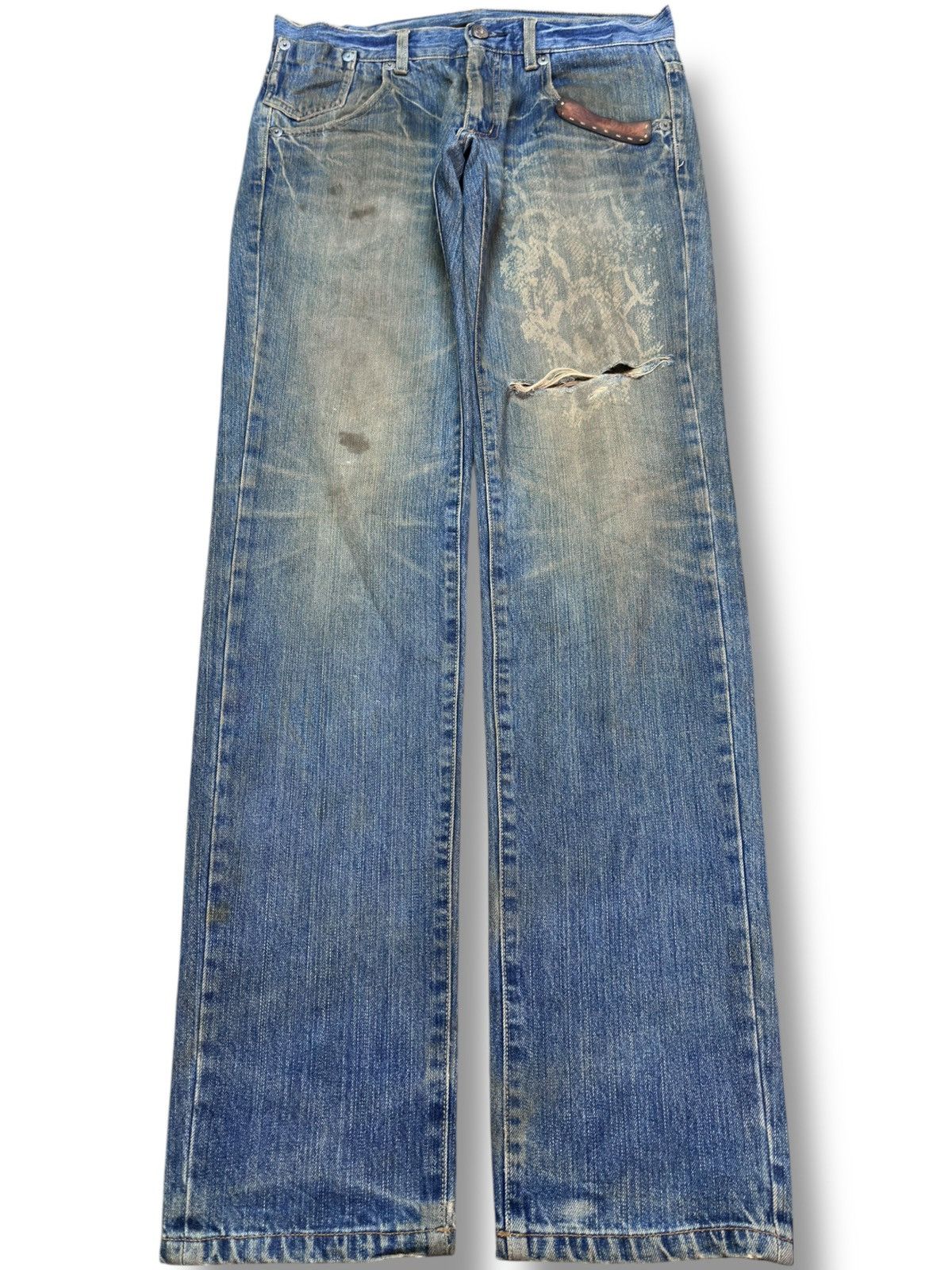 Dolce & Gabbana Vintage Geranimo Buckle Back Mudwash Printed Denim Size US 32 / EU 48 - 1 Thumbnail