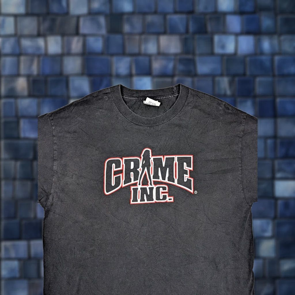 Vintage VINTAGE Crime Inc Shirt Mens Large Black Graphic 90s Cotton Made USA Short Sleeve Crew Neck Mens Size US L / EU 52-54 / 3 - 1 Thumbnail