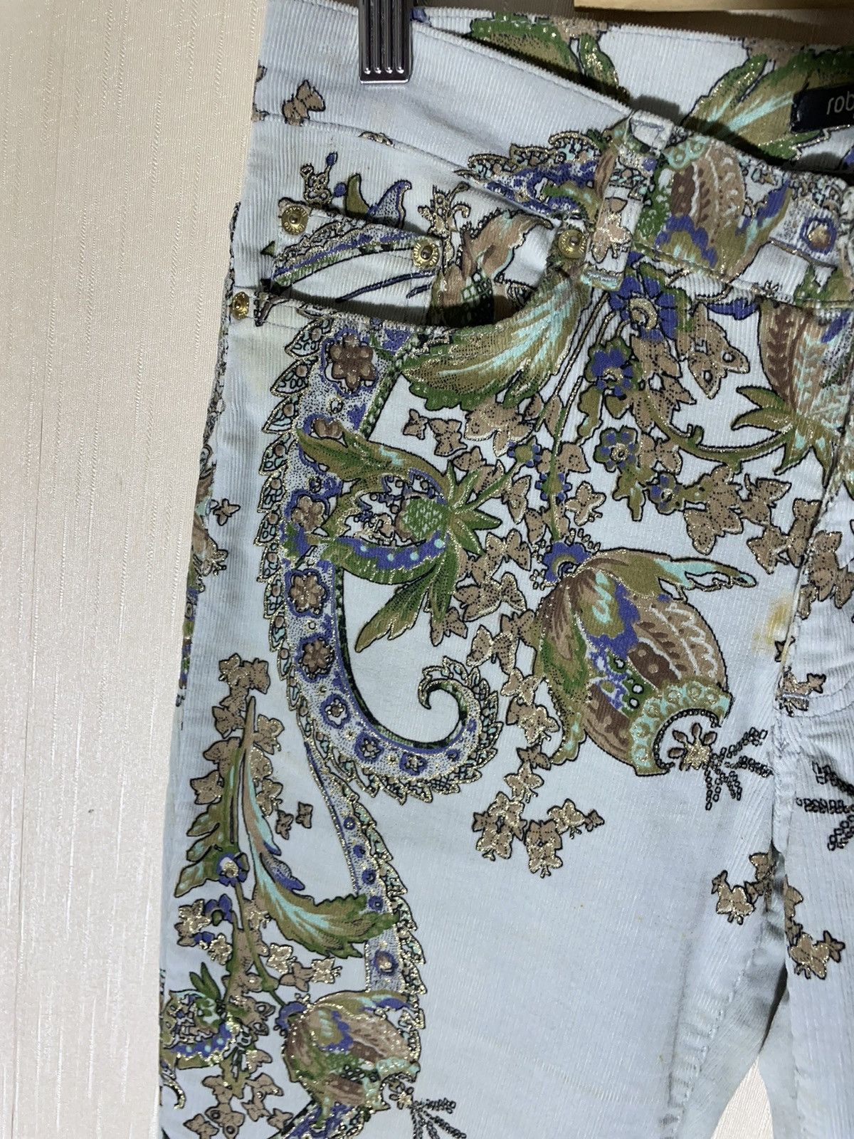 Roberto Cavalli × Vintage Roberto Cavalli velvet floral print vintage pants 90s Size 28" / US 6 / IT 42 - 3 Thumbnail