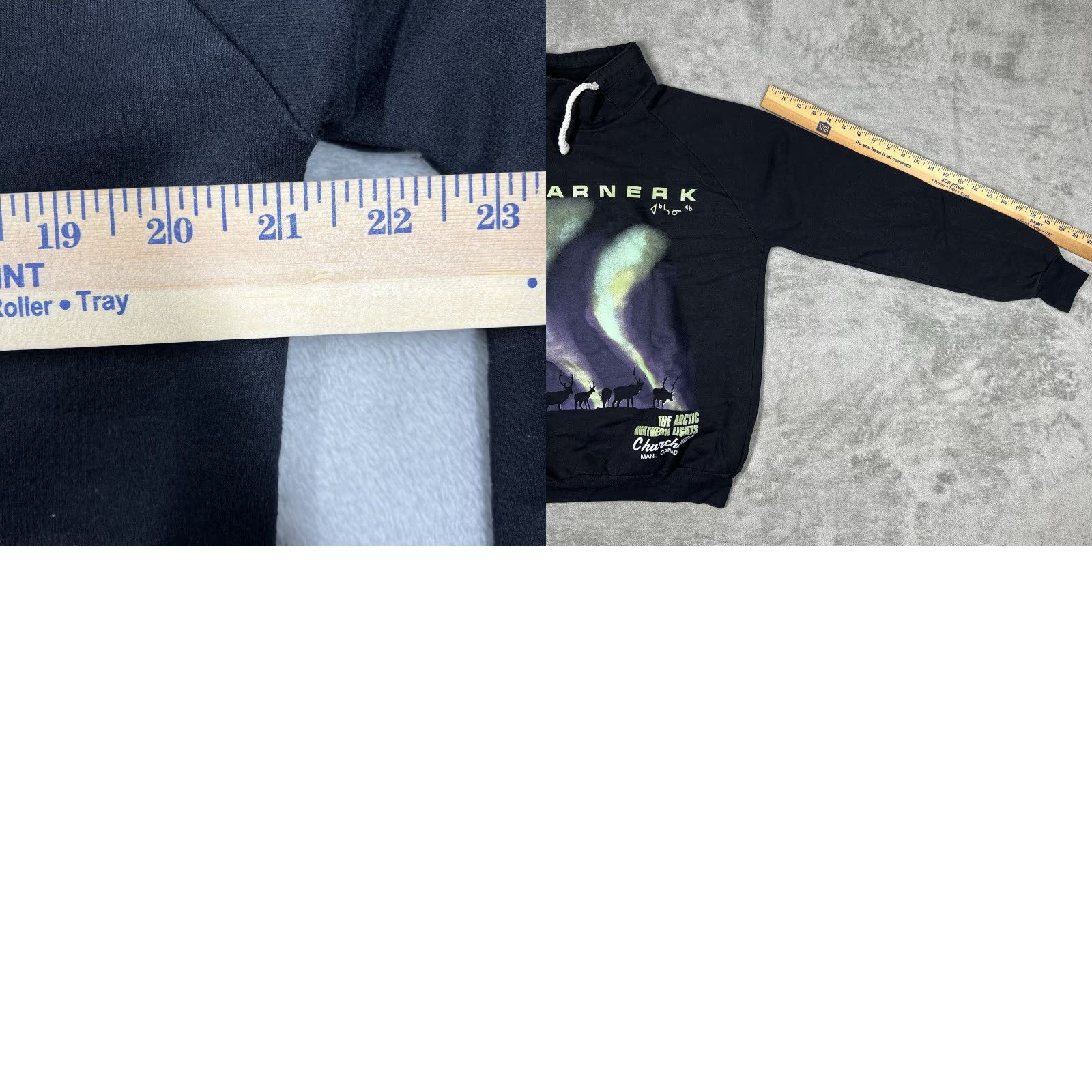 Vintage Daquin Men's Sweatshirt Pullover Long Sleeve Black 80s 90s Northern Lights Canada Churchill Manitoba Graphic Print Vintage Size US M / EU 48-50 / 2 - 9 Thumbnail